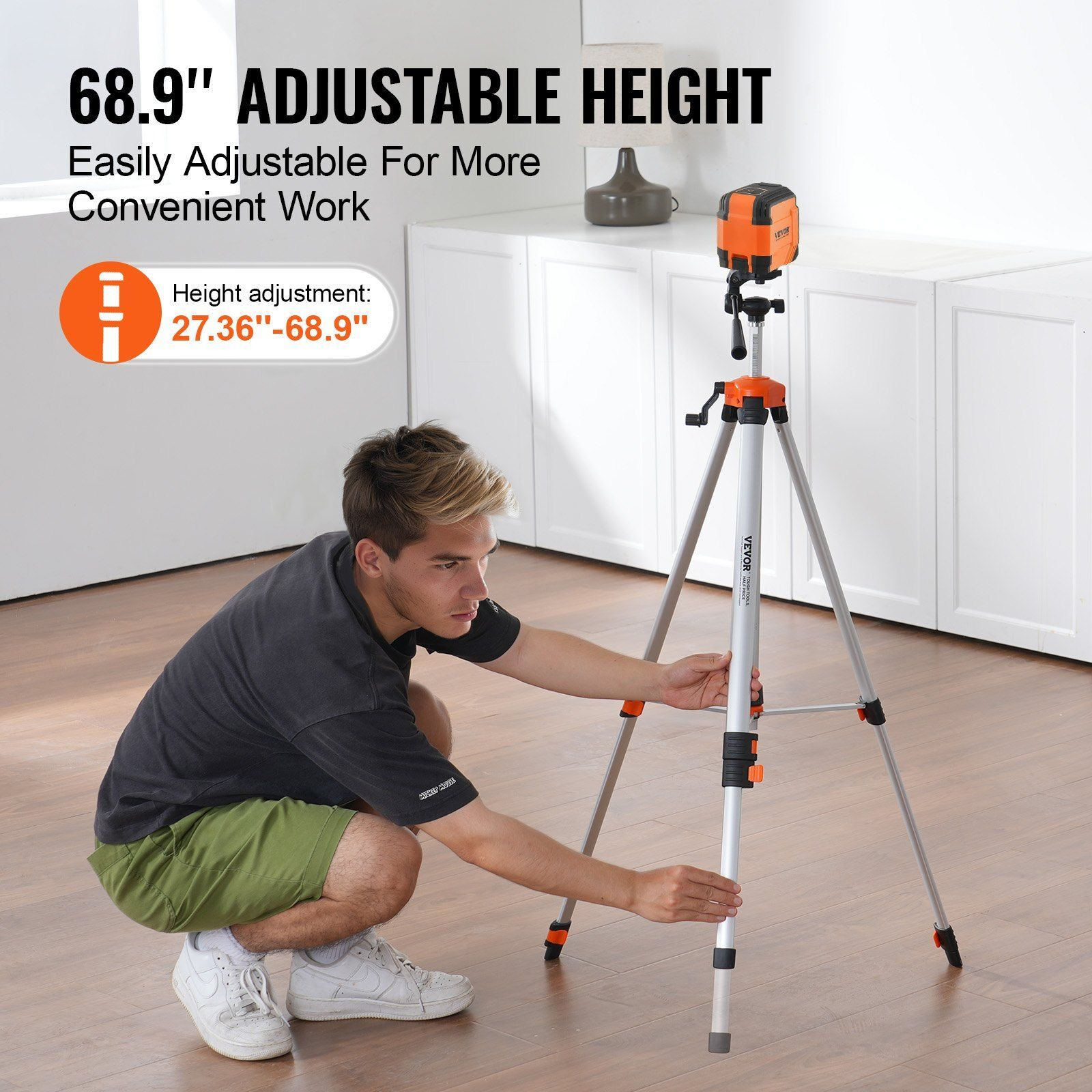 VEVOR Laser Level Tripod  x 20 Thread 27.36-68.11 inch Height Adjustment
