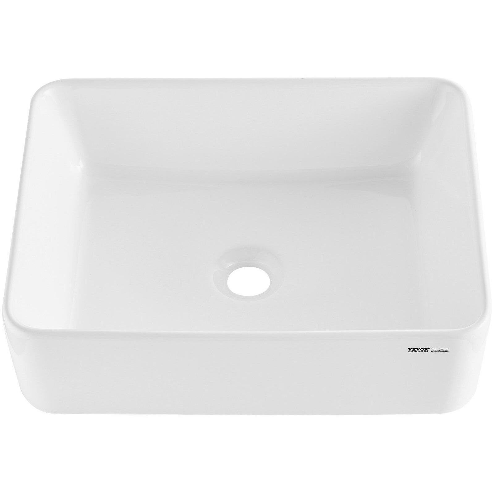 VEVOR Modern Ceramic Vessel Sink 19&quotx14.7" Bathroom Vanity Bowl Countertop White