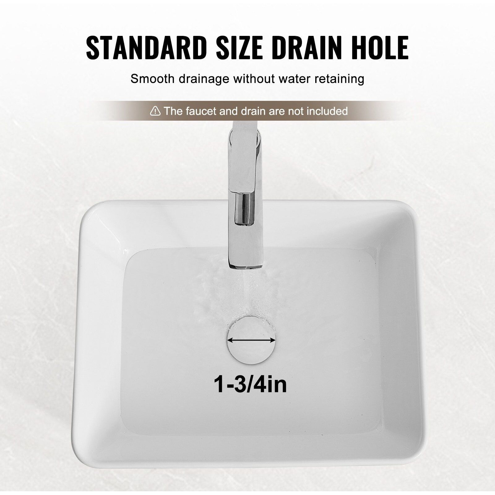 VEVOR Modern Ceramic Vessel Sink 19&quotx14.7" Bathroom Vanity Bowl Countertop White