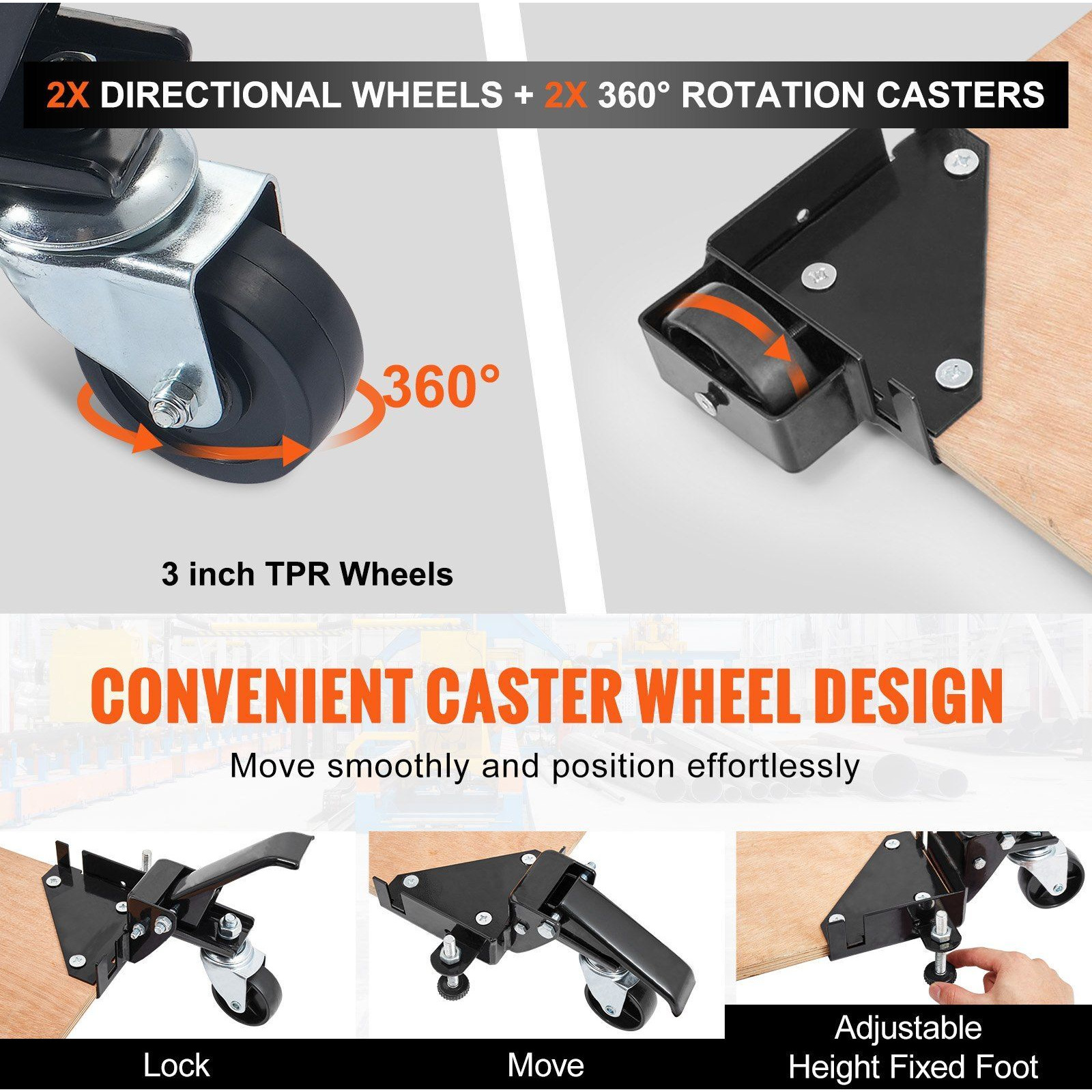 VEVOR Mobile Base Heavy Duty Universal Stand 400 lbs Capacity For Tools Machines