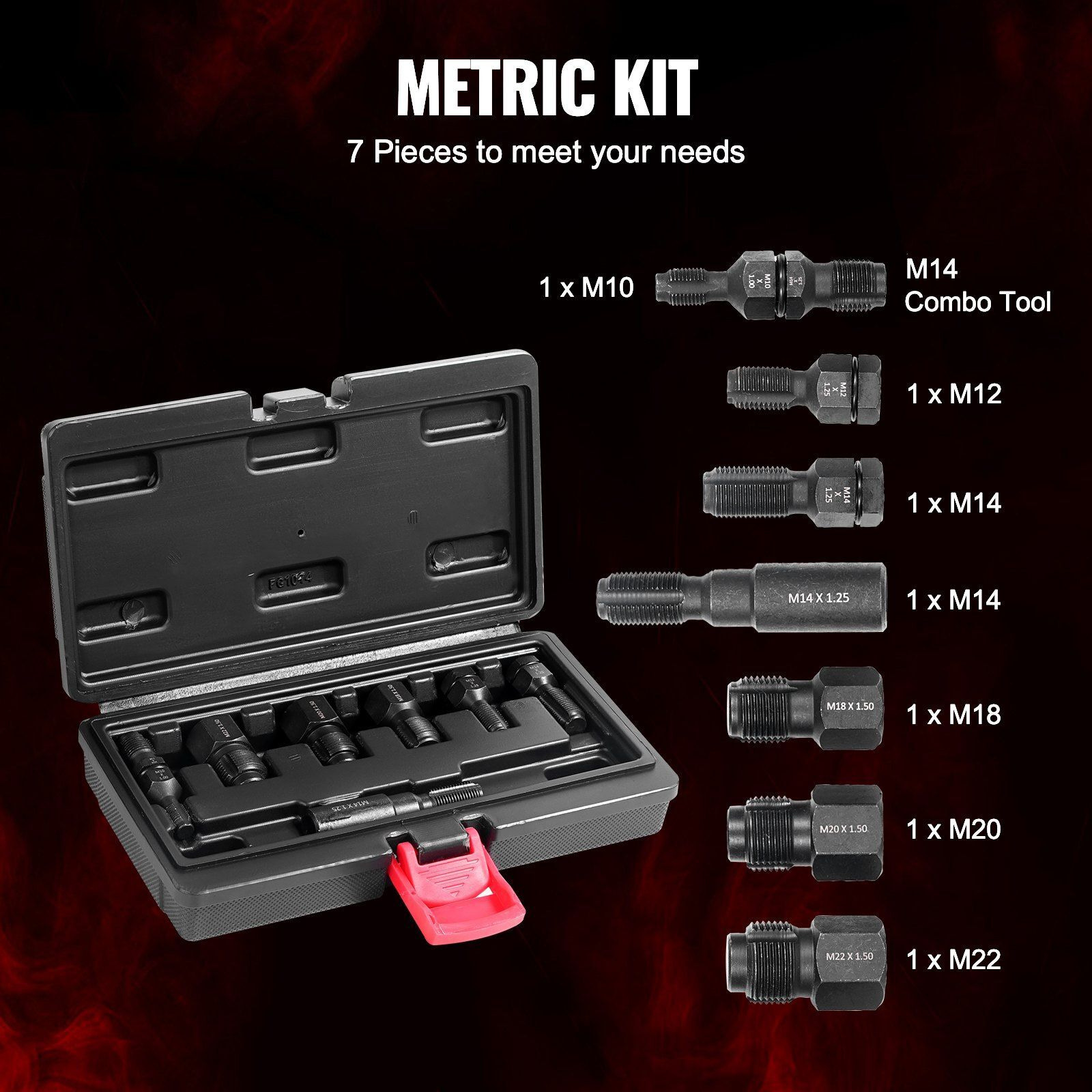 VEVOR 7PCS Thread Chaser Set Metric Thread Restorer Tool Automotive Rethreading