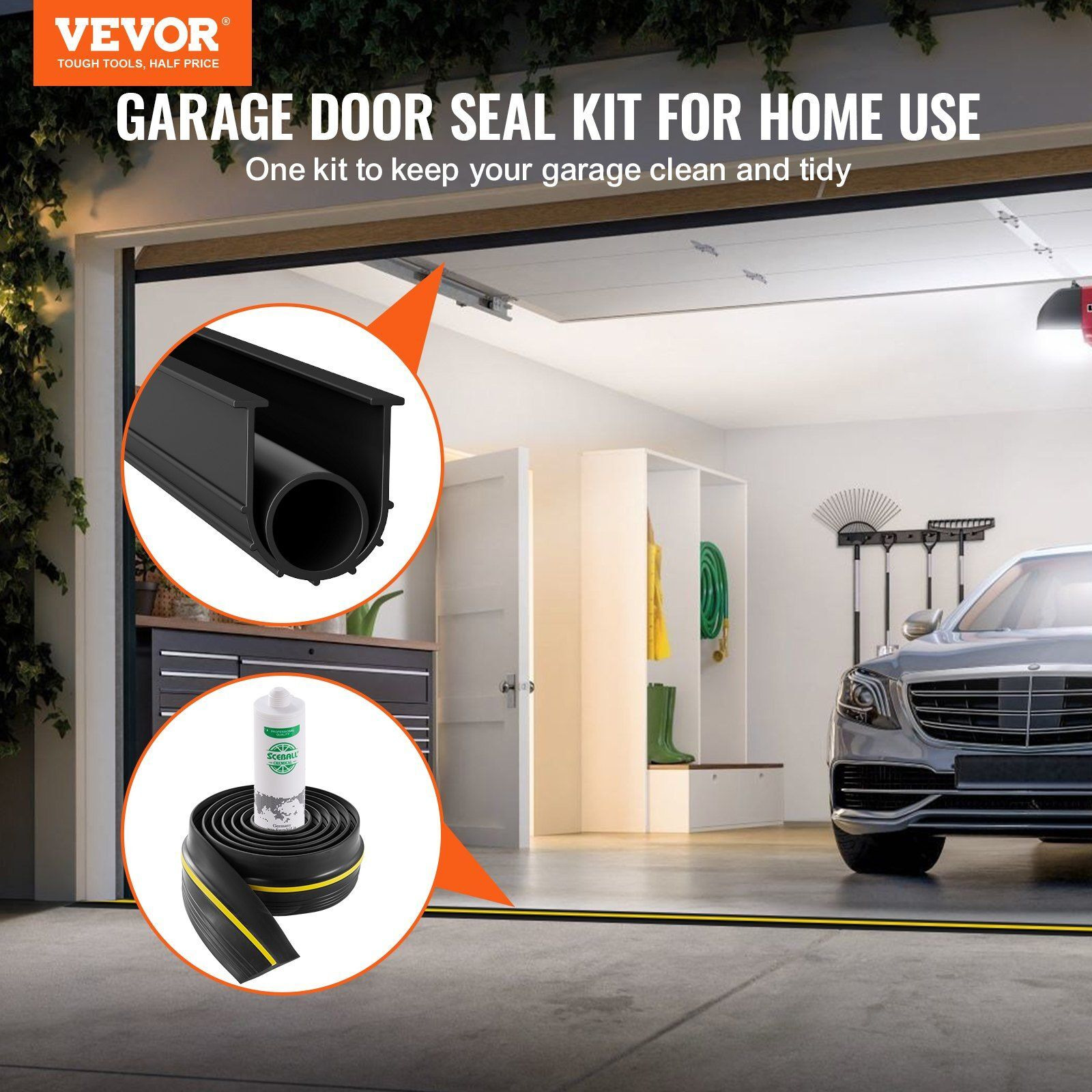 VEVOR Garage Door Threshold and Bottom Seals Kit 16 FT Universal Waterproof PVC