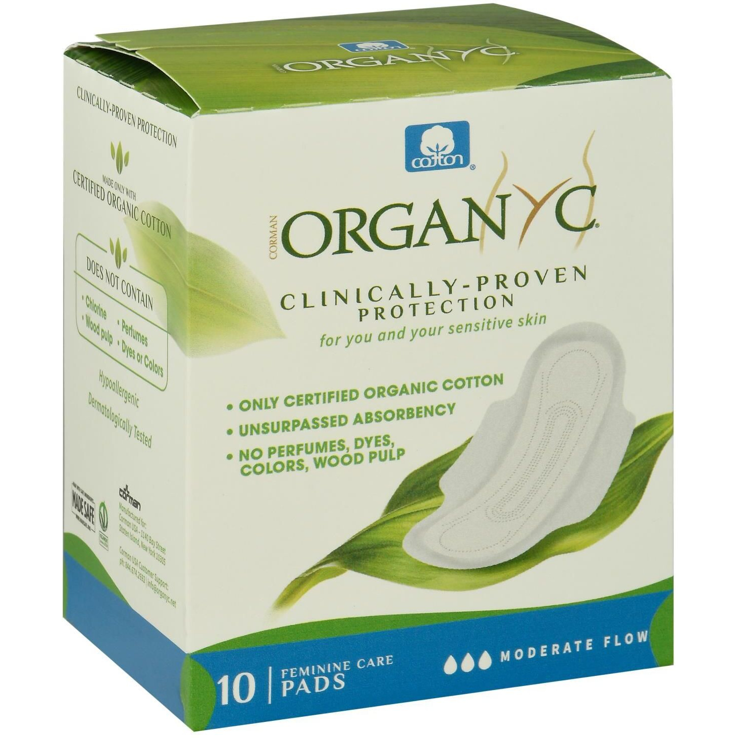 Organyc - Pads ctn Mdrt Flw Wwng - 1 Each - 10 ct(D0102H5KgM8)