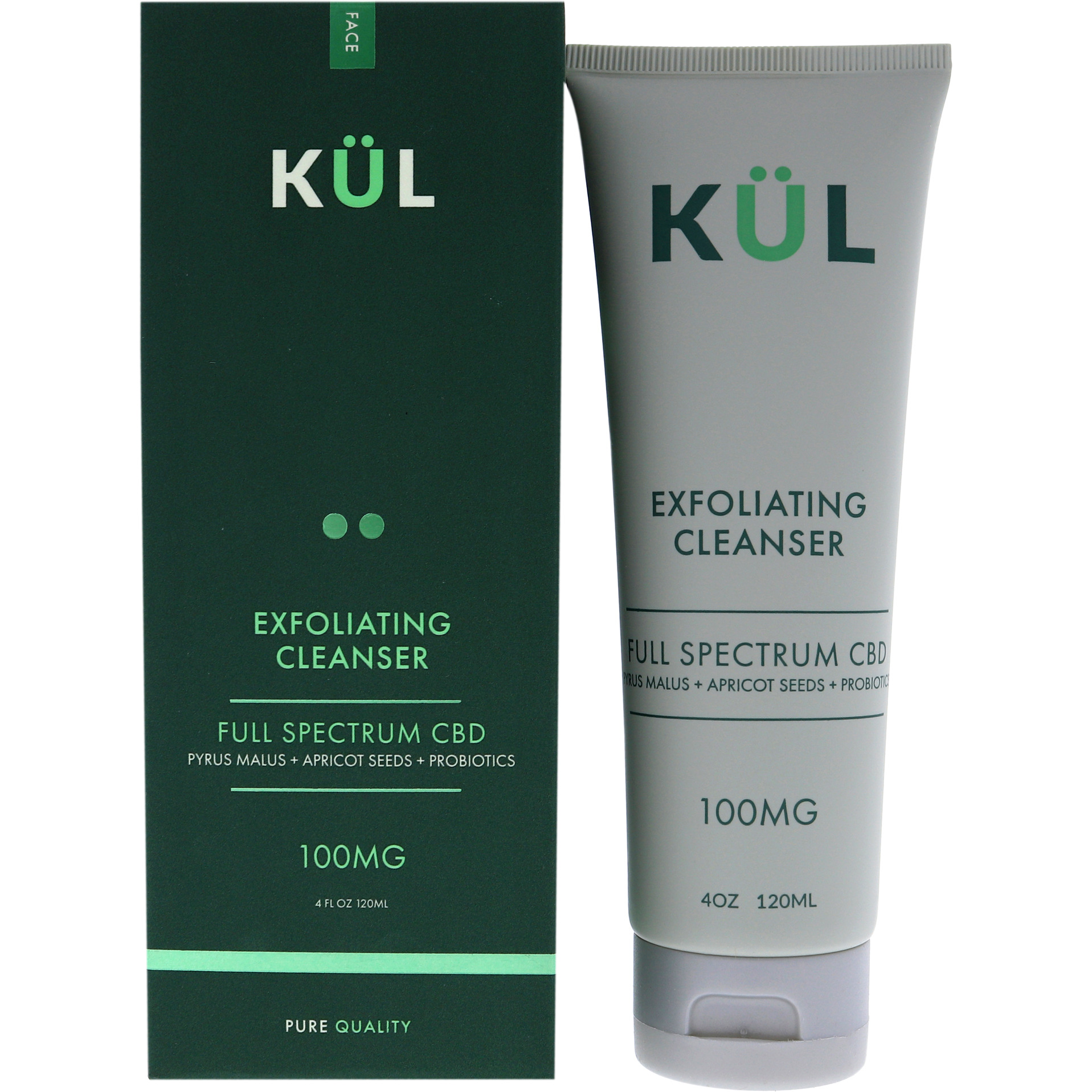 Exfoliating Cleanser Full Spectrum 100mg CBD by Kul CBD for Unisex - 4 oz Cleanser