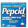 Pepcid AC Original Strength Heartburn Relief Tablets, Prevents & Relieves Heartburn Due to Acid Indigestion & Sour Stomach, 10 mg Famotidine to Reduce & Control Acid, Fast-Acting, 30 Ct