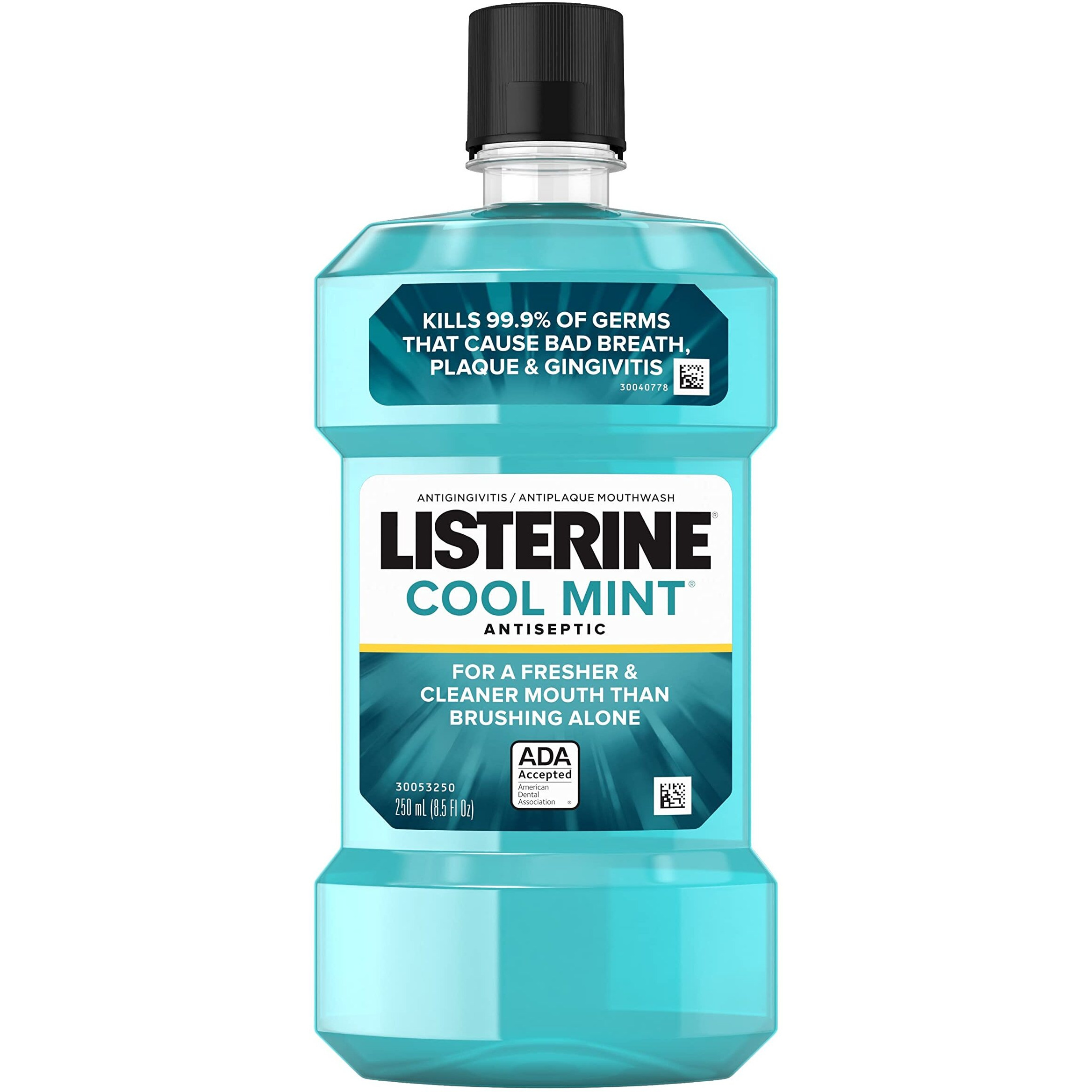 Listerine Cool Mint Antiseptic Oral Care Mouthwash to Kill 99% of Germs That Cause Bad Breath, Plaque and Gingivitis, ADA-Accepted, 8.5 Fl Oz