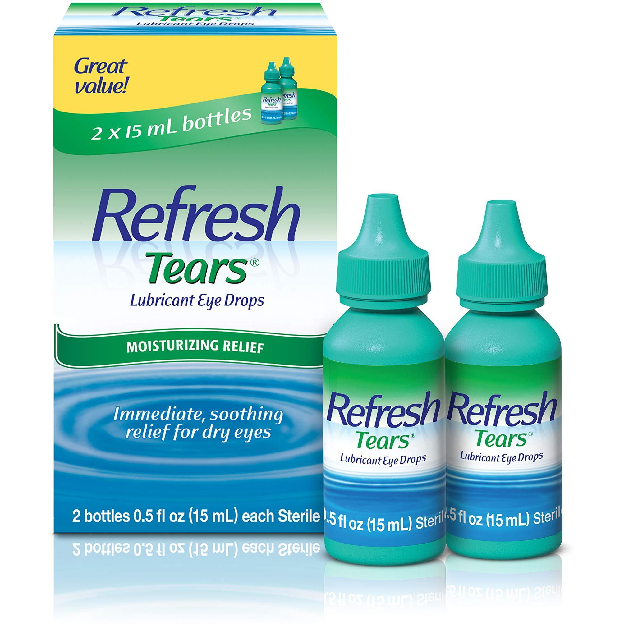 Refresh Tears Lubricant Eye Drops, 2 Count (Pack of 1)