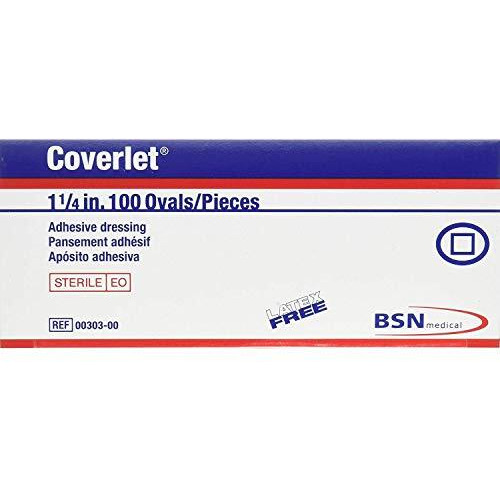 Beiersdorf-jobst Coverlet Adhesive Dressing - 1 1/4 &quot Oval - Box of 100, 100 Count