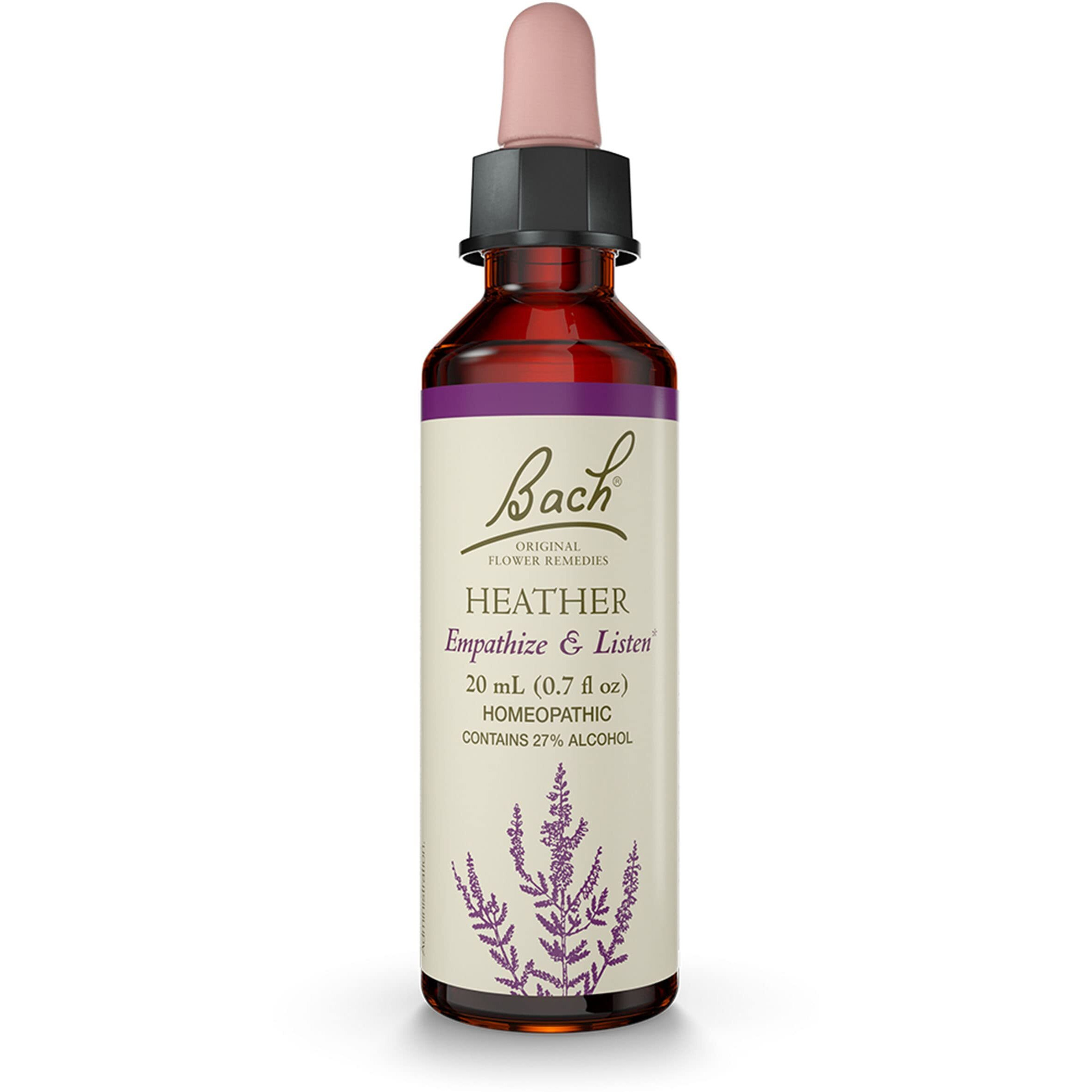 Bach Original Flower Remedies, Heather for Empathy, Natural Homeopathic Flower Essence, Holistic Wellness, Vegan, 20mL Dropper