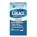 Colace Regular Strength Stool Softener for Gentle Effective Constipation Relief, 1 Doctor Recommended Stool Softener Brand, 100 mg Docusate Capsules, 30 Count