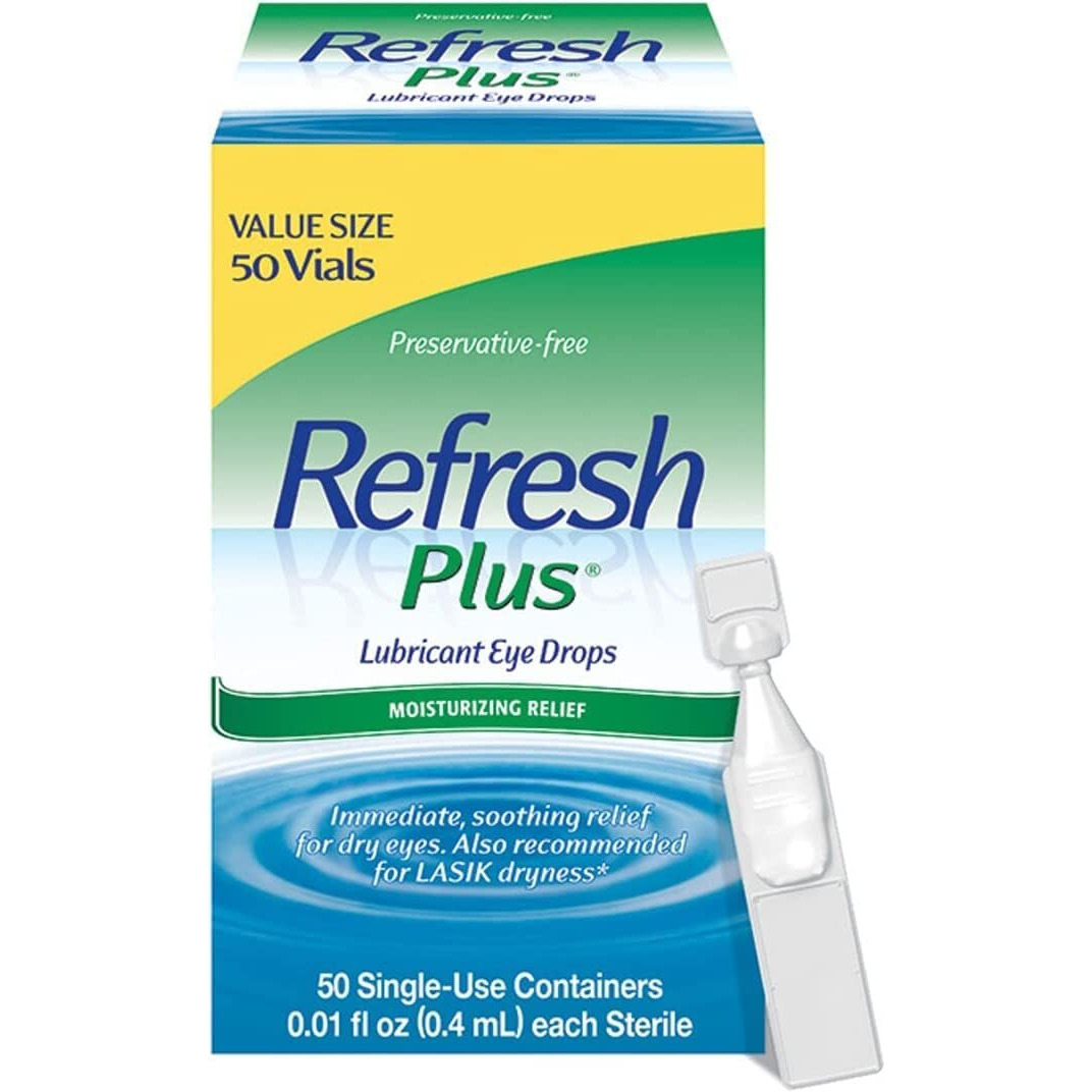 Allergan Refresh Plus Eye Drops, Lubricant, Sensitive, 50 ct.