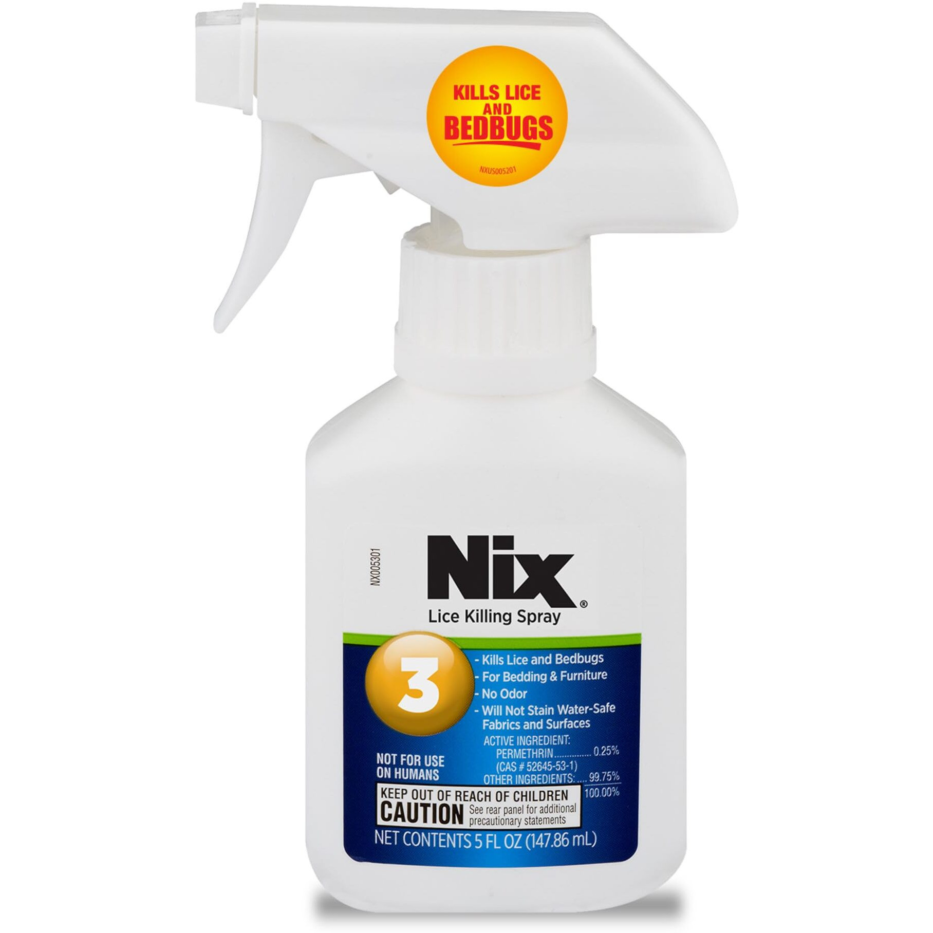 Nix Lice & Bedbug Killing Spray for Home, Bedding & Furniture, 5 fl oz