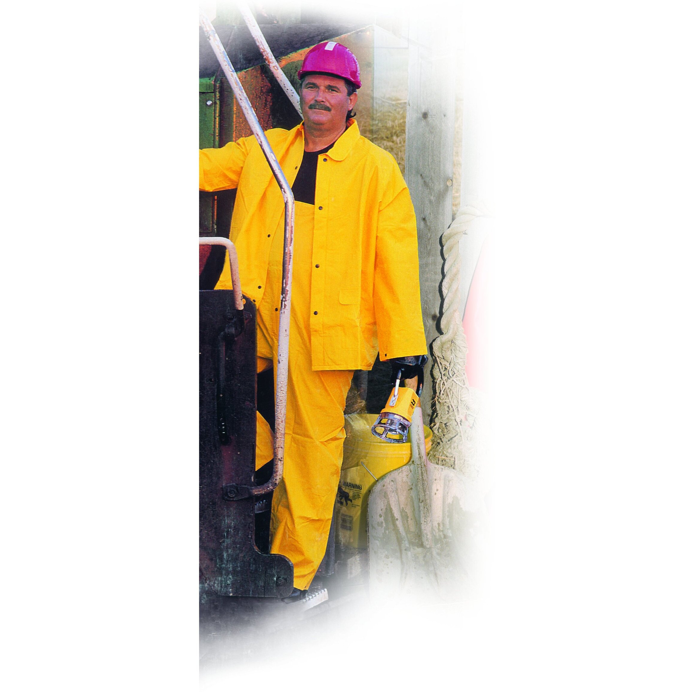 River City Three-piece Rainsuit - Recommended for Agriculture, Construction, Transportation, Sanitation, Carpentry, Landscaping - 2-Xtra Large Size - Water Protection - Snap Closure - Polyester, Poly