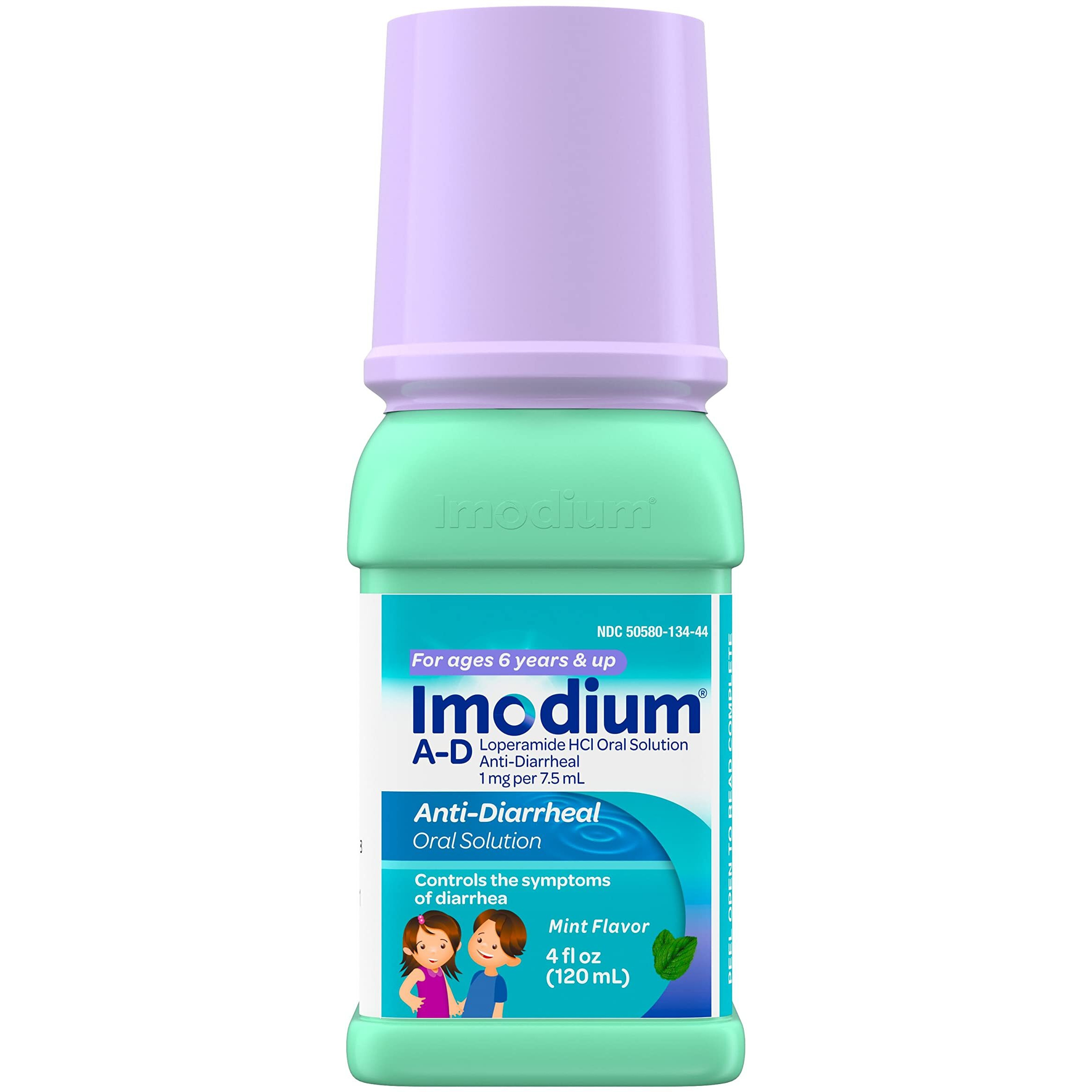Imodium A-D Children's Liquid Anti-Diarrheal Medicine with Loperamide Hydrochloride for Diarrhea Symptom Treatment & Control for Kids, Mint Flavor, 4 fl. oz