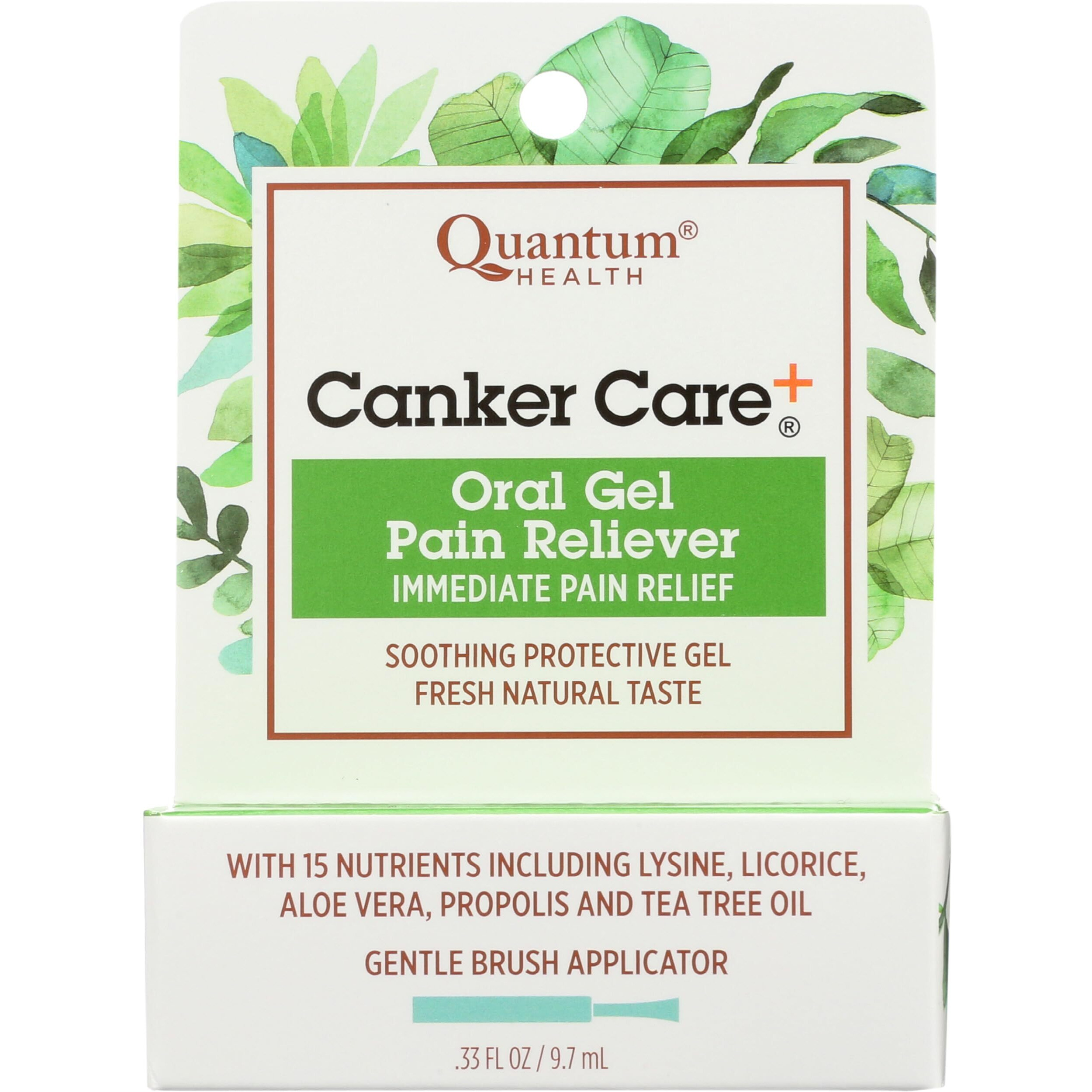 Quantum Health Canker Care+ Oral Gel Pain Reliever, Natural Pain Relief Ingredients Including Menthol, Mint, & Castor Oil, 9.7 mL