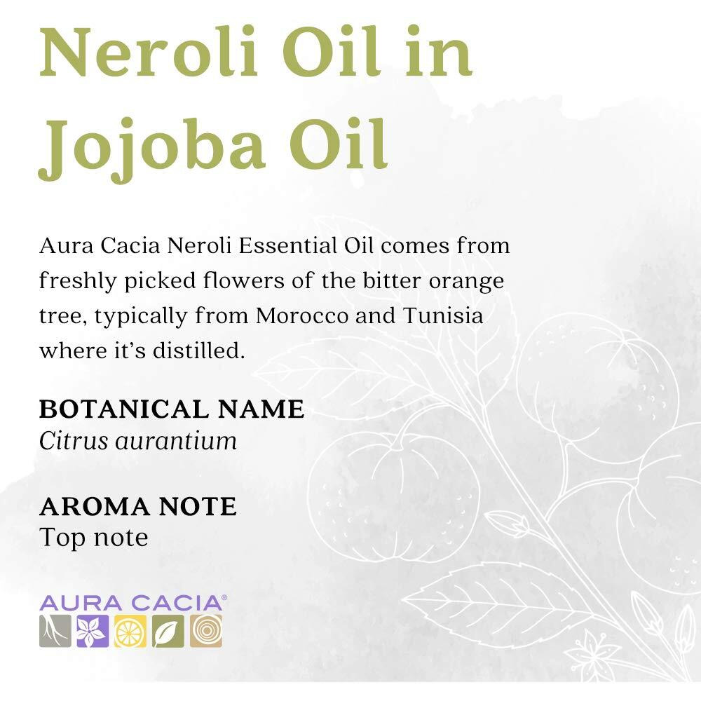 Aura Cacia Neroli Oil in Jojoba Oil | GC/MS Tested for Purity | 15ml (0.5 fl. oz.)