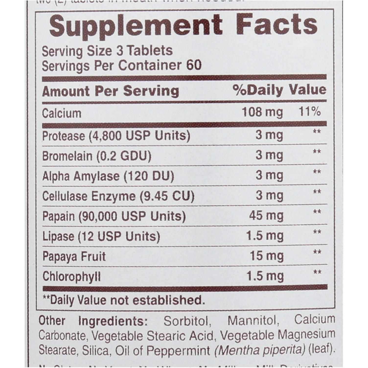 American Health - Super Papaya Enzyme Plus chewable - 180 chewable Tablets(D0102H5KSc8)