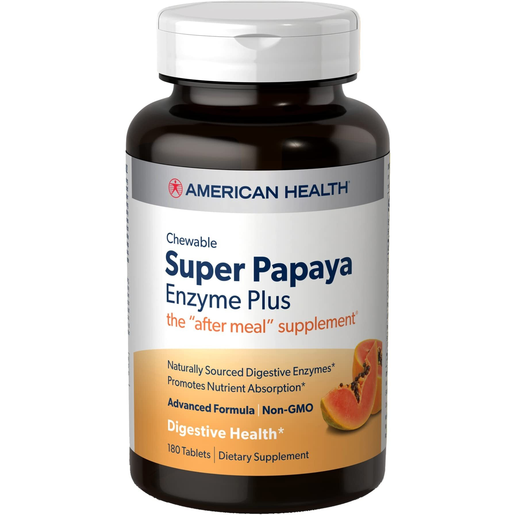 American Health - Super Papaya Enzyme Plus chewable - 180 chewable Tablets(D0102H5KSc8)