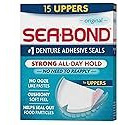 Sea Bond Secure Denture Adhesive Seals, Original Uppers, Zinc-Free, All-Day-Hold, Mess-Free, 15 Count (Pack of 1)