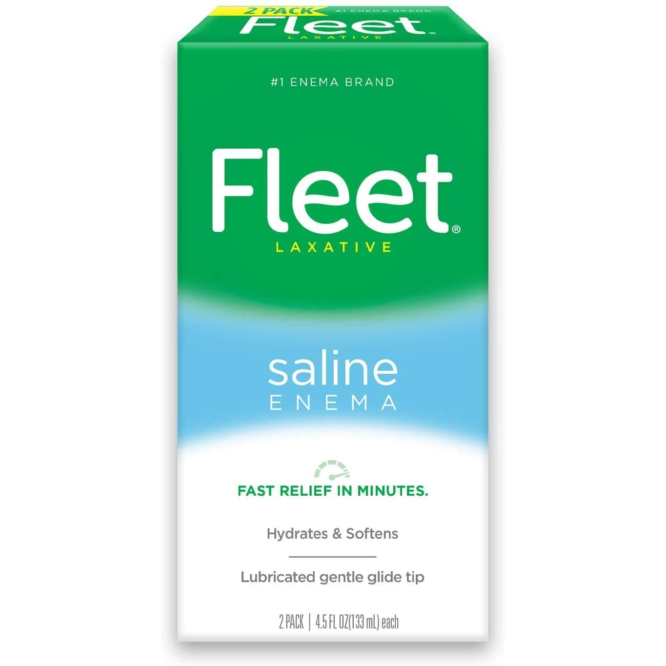Fleet Laxative Saline Enema for Adult Constipation, 2 Bottles, 4.5 Fl Oz (Pack of 2), 9 Fl Oz