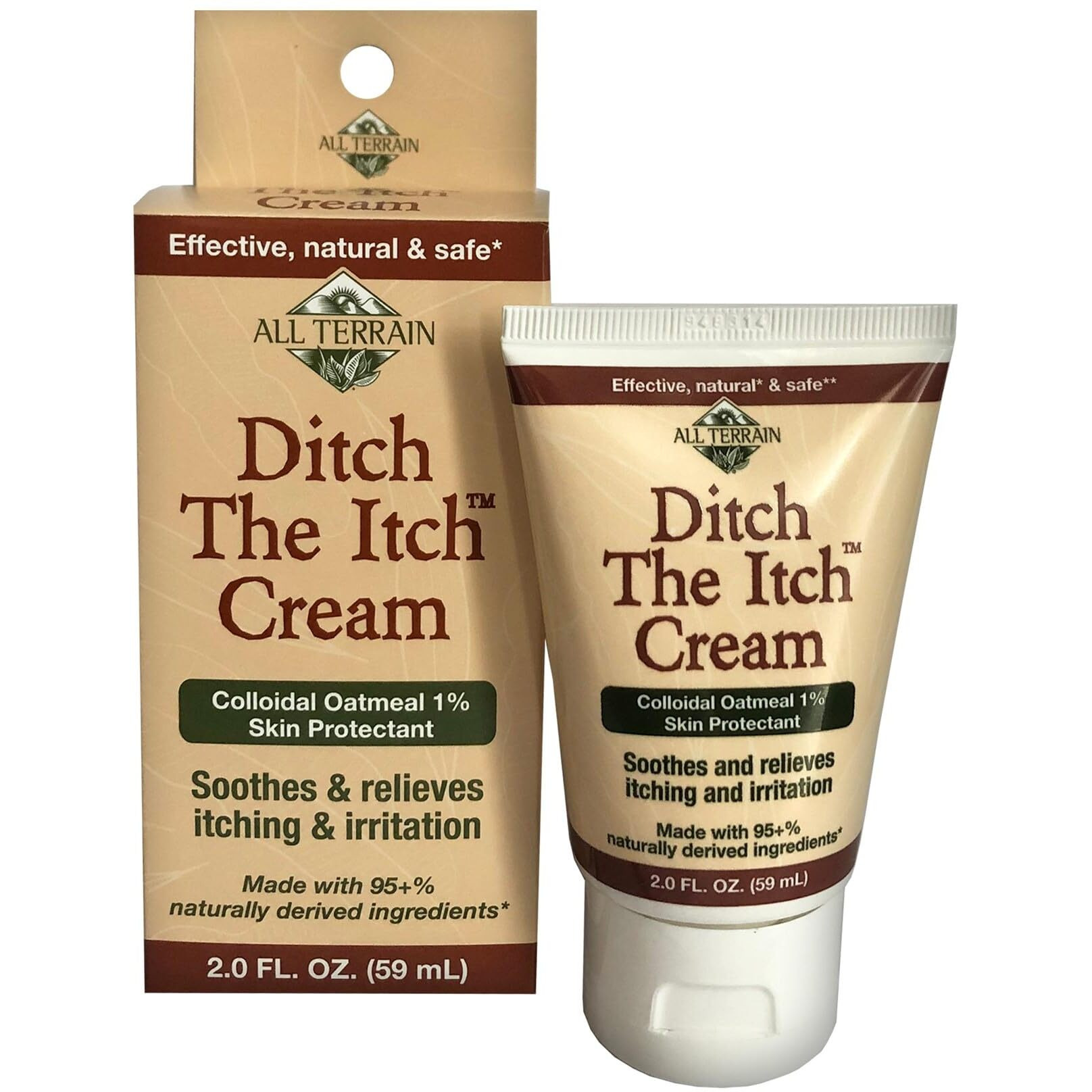 All Terrain Natural Ditch the Itch Cream 2oz, With Colloidal Oatmeal, For Itching & Irritation From Dry Skin, Rashes
