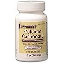 Pharbest Calcium Carbonate Antacid and Calcium Supplement 10 Grains - 100 Tablets by HARBEST