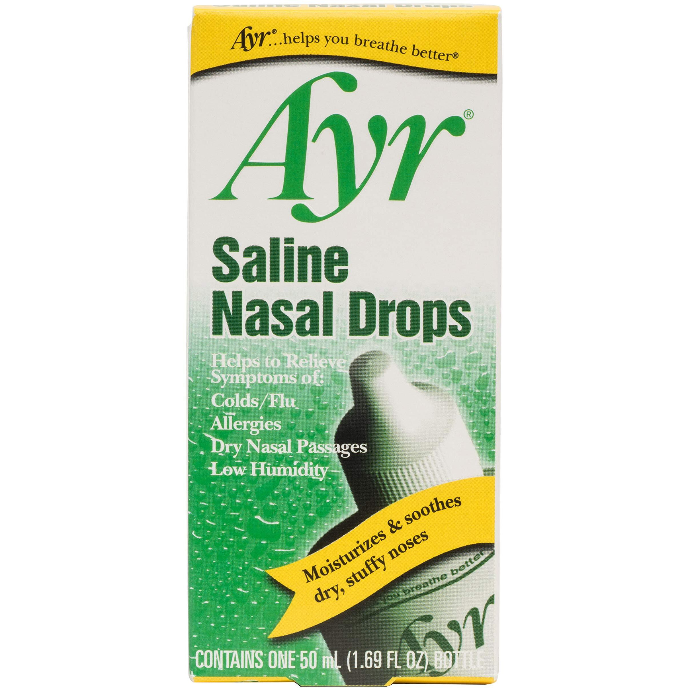 Ayr Saline Nasal Drops, 1.69-Ounce Bottles (Pack of 6)