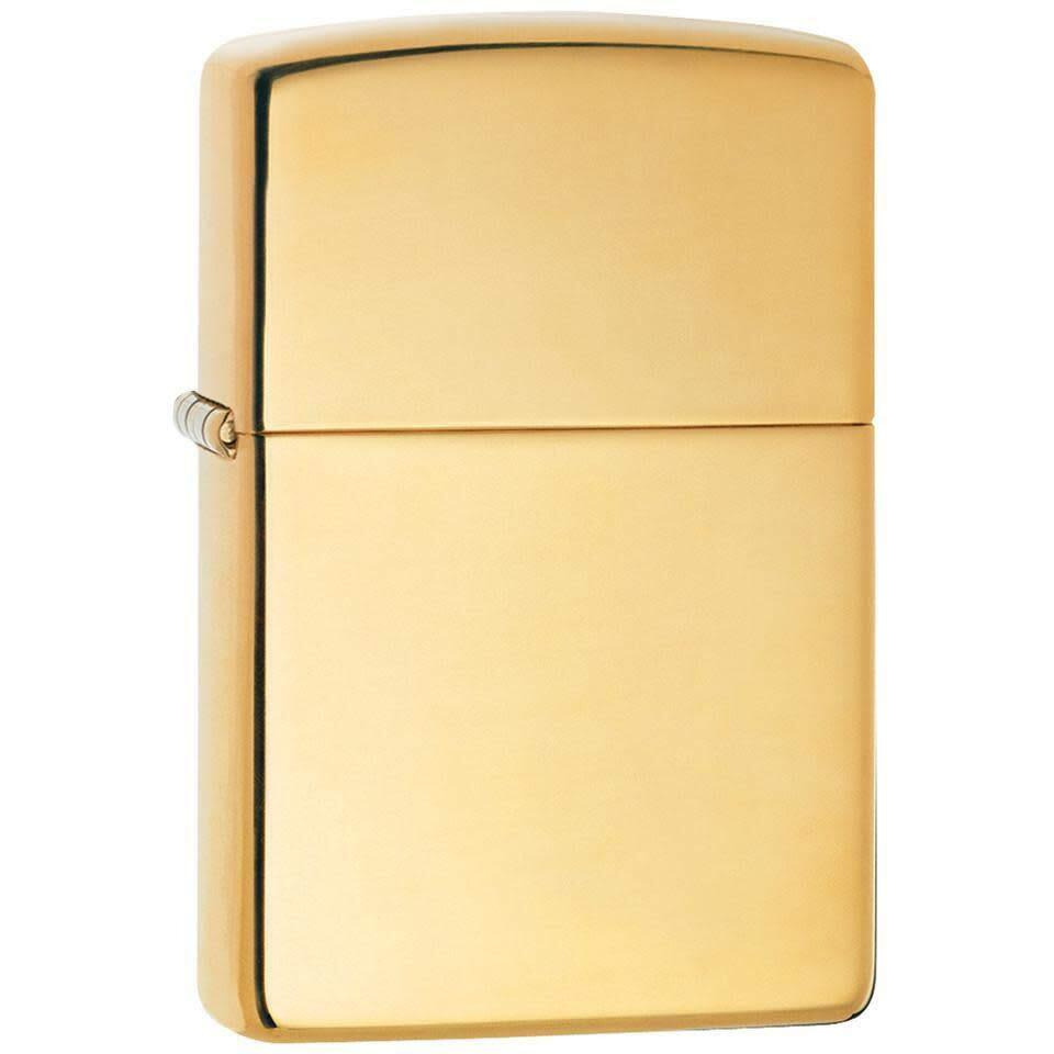 Zippo Windproof Lighter High Polish Brass w/o Solid Brass EngravedHigh Polish Brass