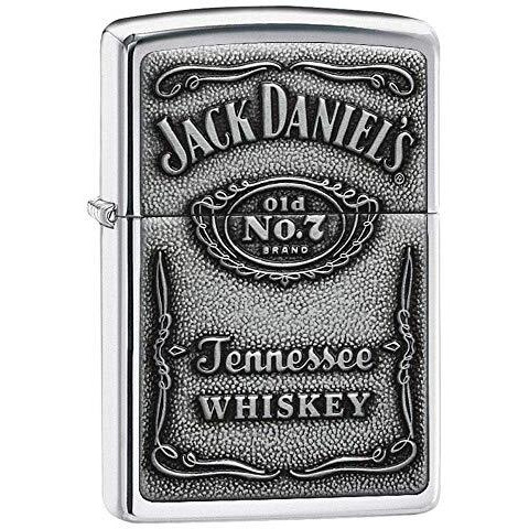 Zippo Windproof Lighter Jack Daniel's Label-Pewter Emblem High Polish Chrome