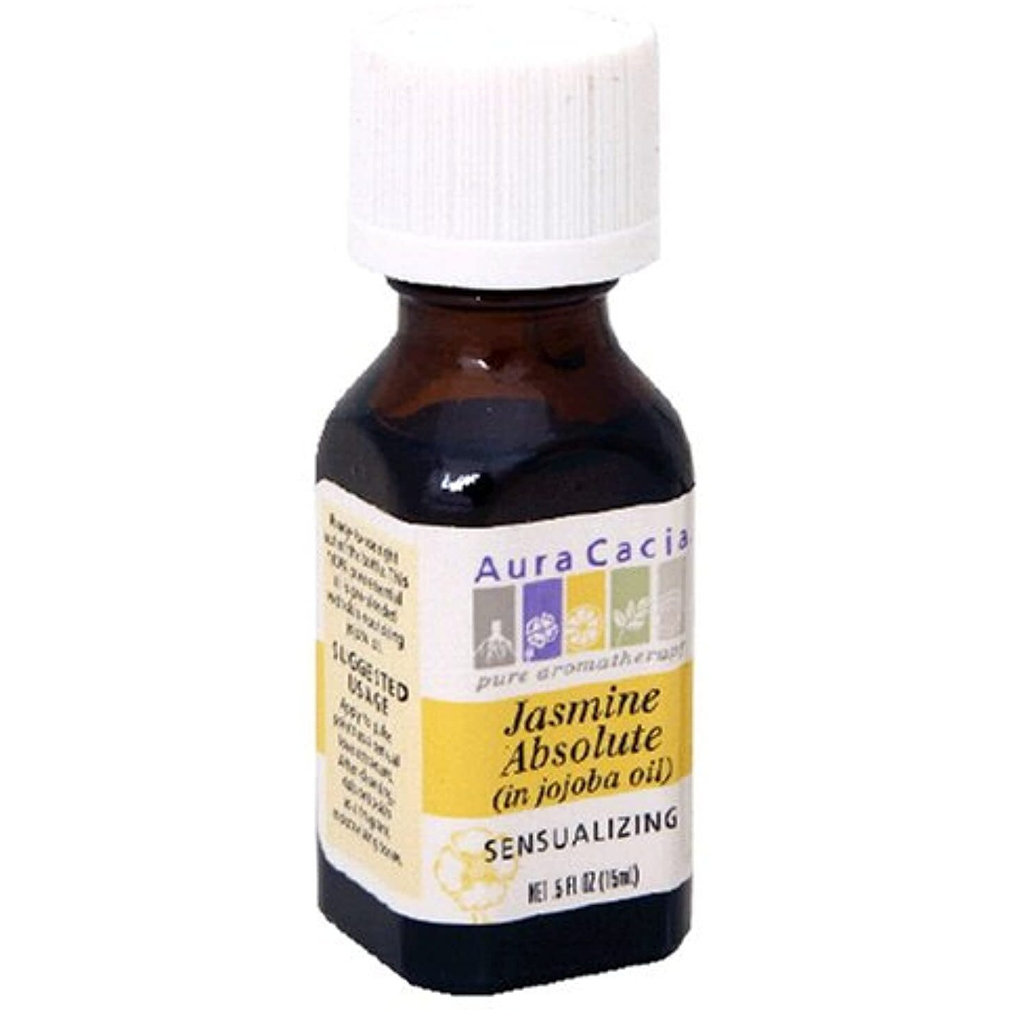 Aura Cacia Pure Aromatherapy 100% Pure Essential Oil, Jasmine Absolute (in Jojoba Oil), Sensualizing, 0.5-Ounces (Pack of 2)