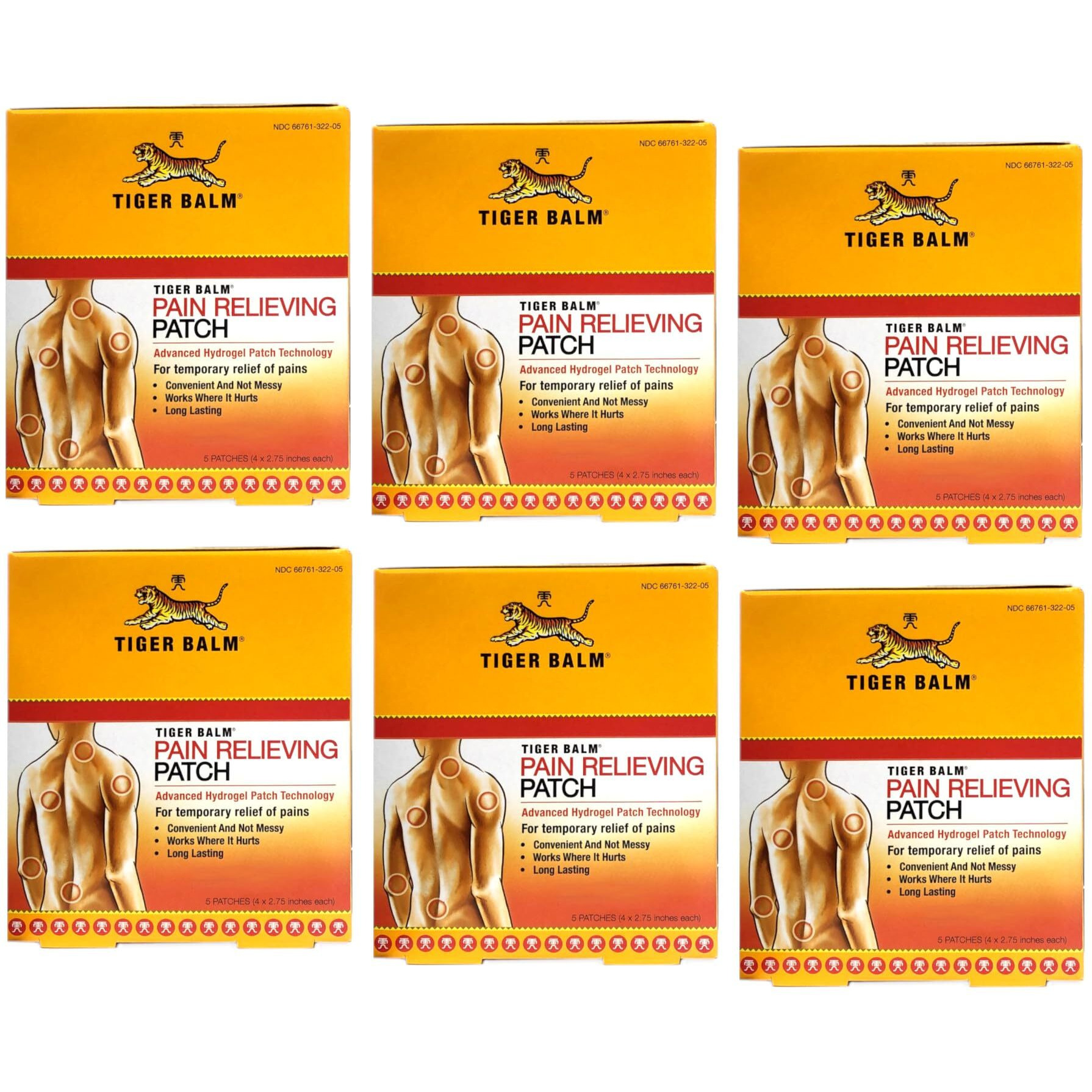 Tiger Balm Patch, Pain Relieving Patch, 5-Count Packages (Pack of 6)