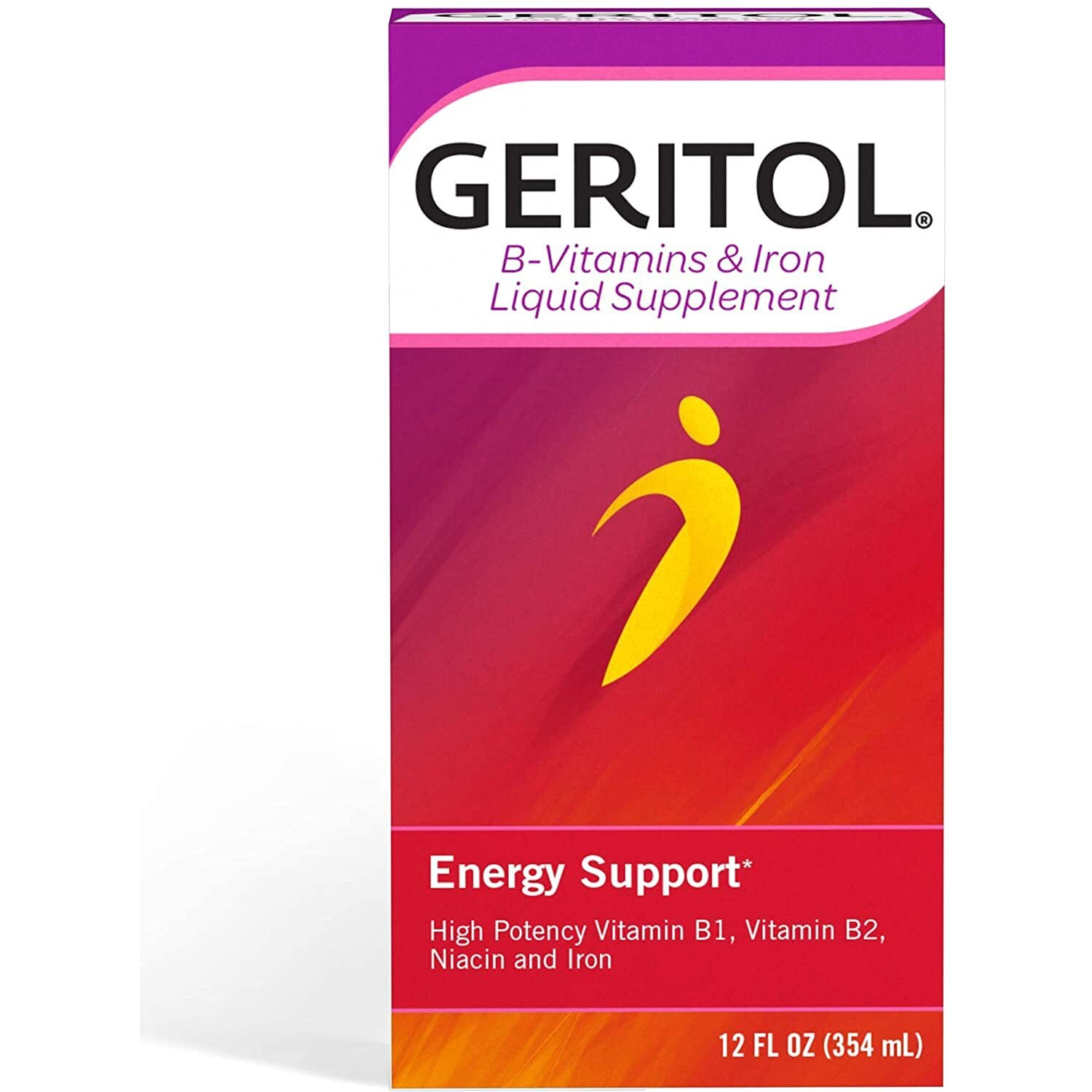 Geritol Liquid Energy Support, High Potency B-Vitamin & Iron Liquid Supplement, 12 Fl Oz (Pack of 3)