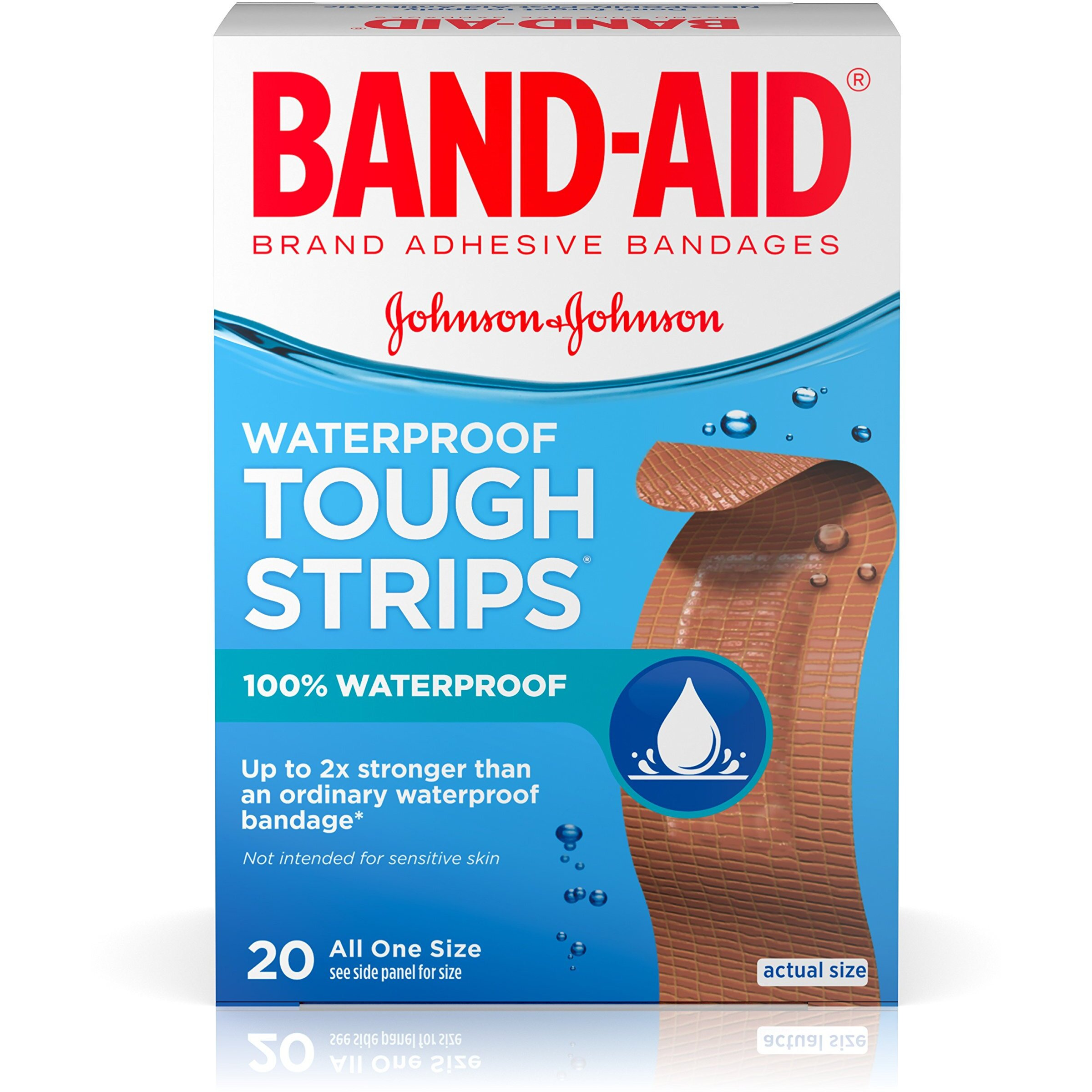 BAND-AID Waterproof Tough-Strips Bandages 20 ea (Pack of 6)