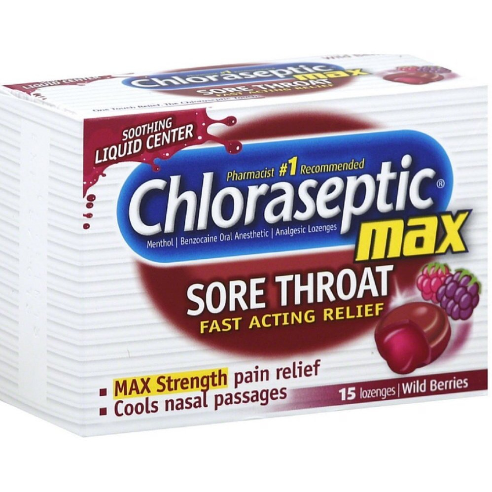 Chloraseptic Chloraseptic Max, Sore Throat Lozenges, Wild Berries, 15 Lozenges, 15 Count