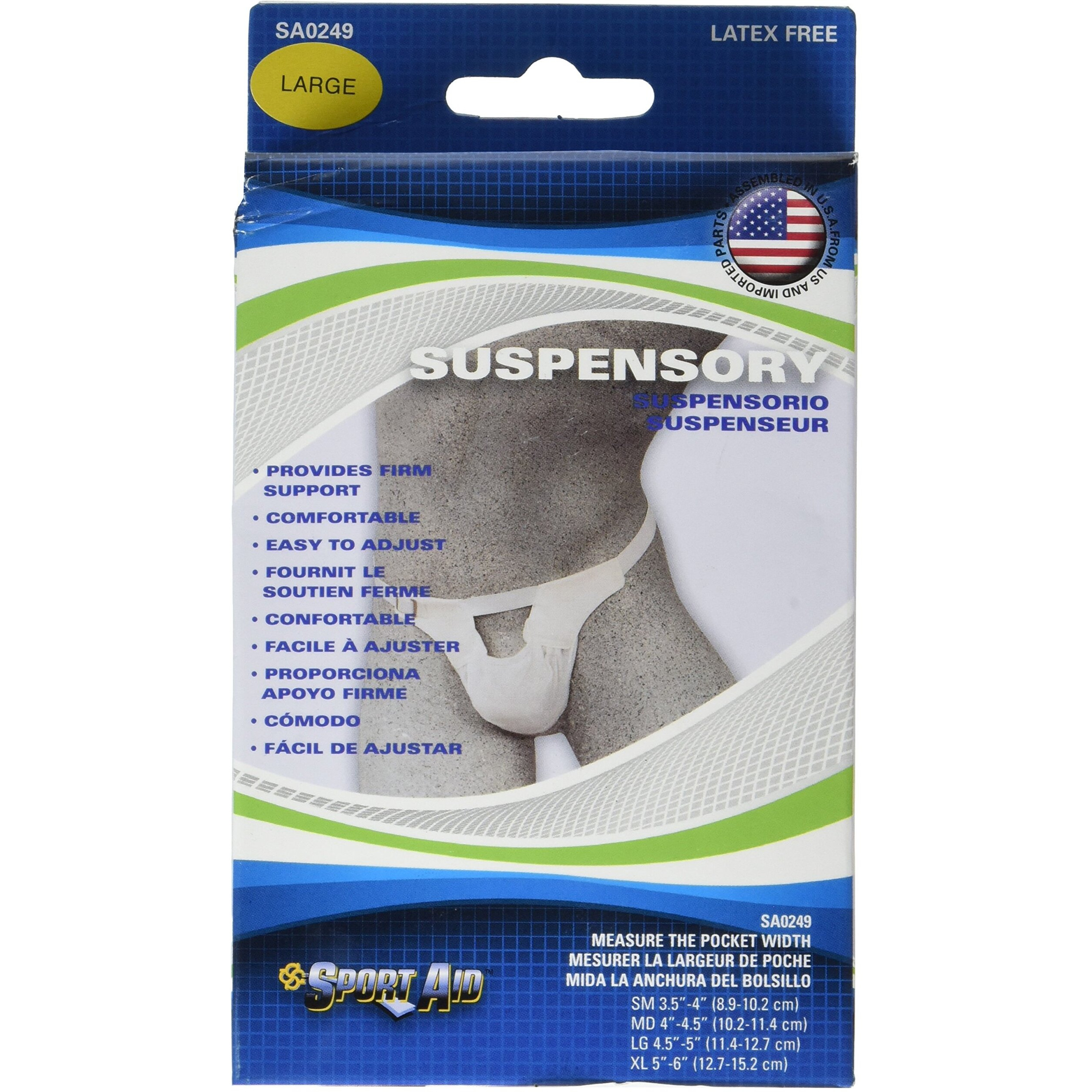 SportAid Suspensory with Elastic Waist Band, Large