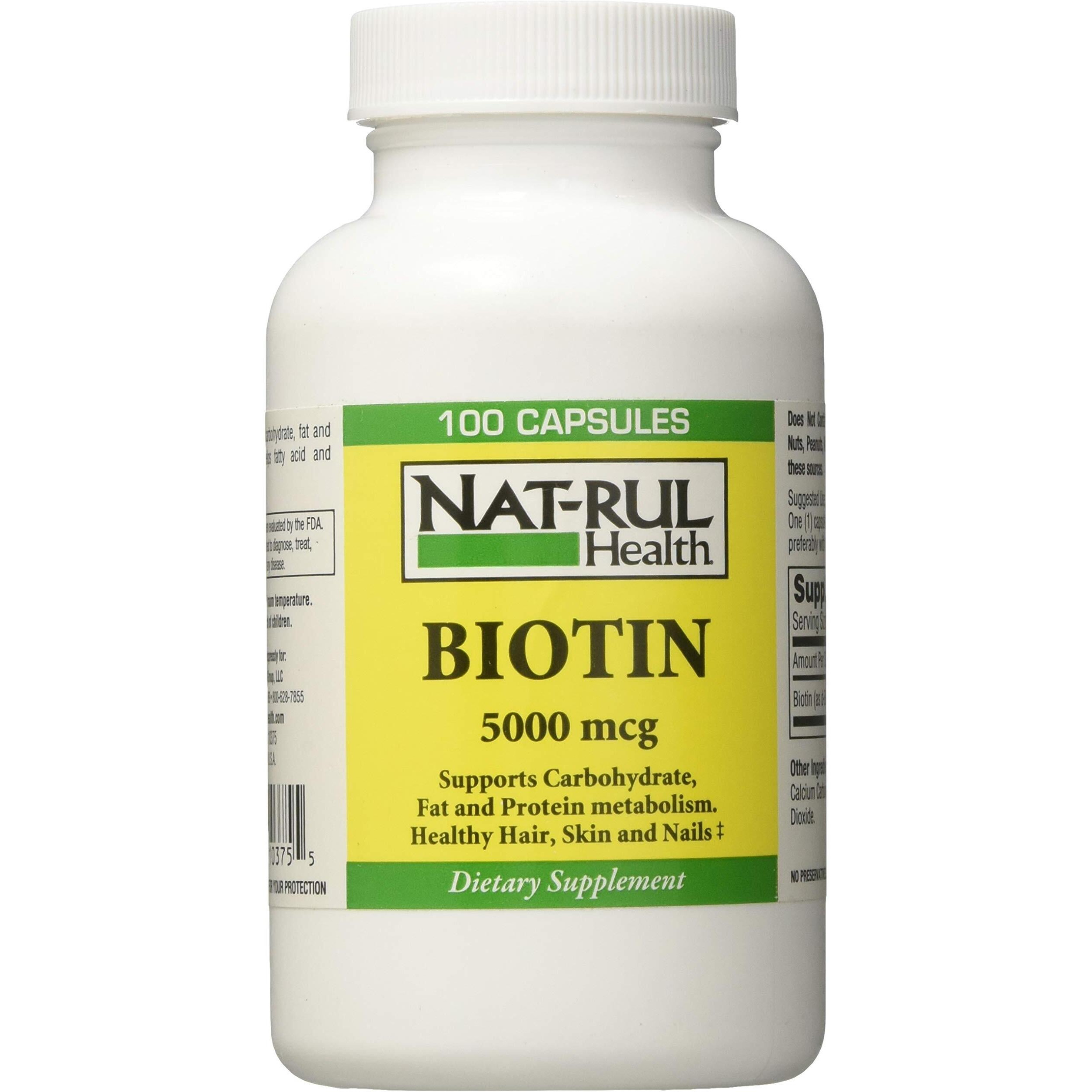 NAT-Rul Biotin 5000 mcg Capsules 100 ea