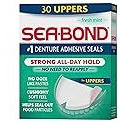 Sea Bond Secure Denture Adhesive Seals, Fresh Mint Uppers, Zinc-Free, All-Day-Hold, Mess-Free, 30 Count (Pack of 1)