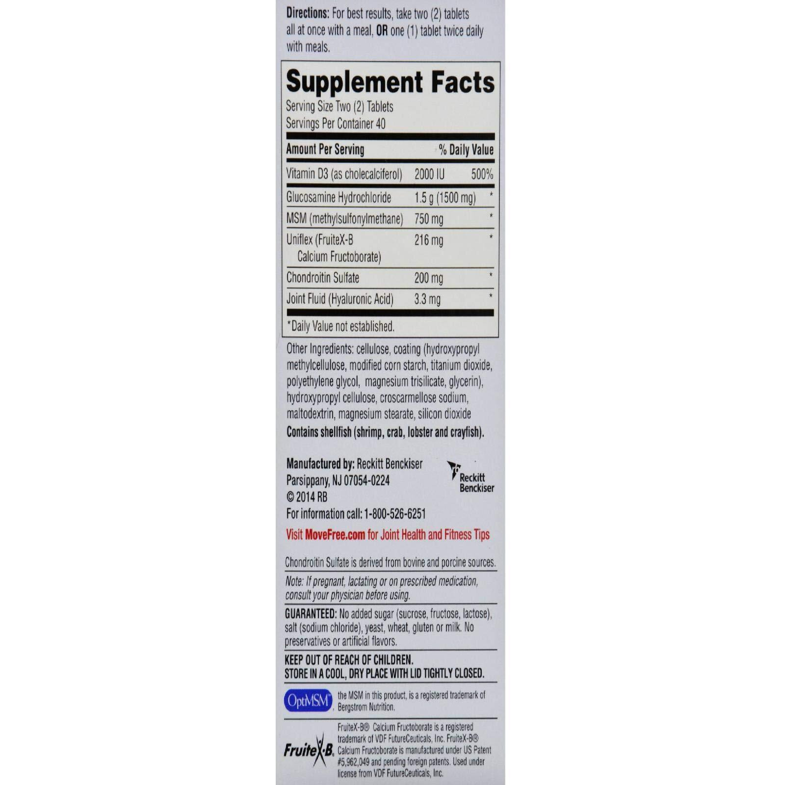 Schiff Move Free Advanced , Triple Strength Plus MSM & Vitamin D3, 80 Coated Tablets