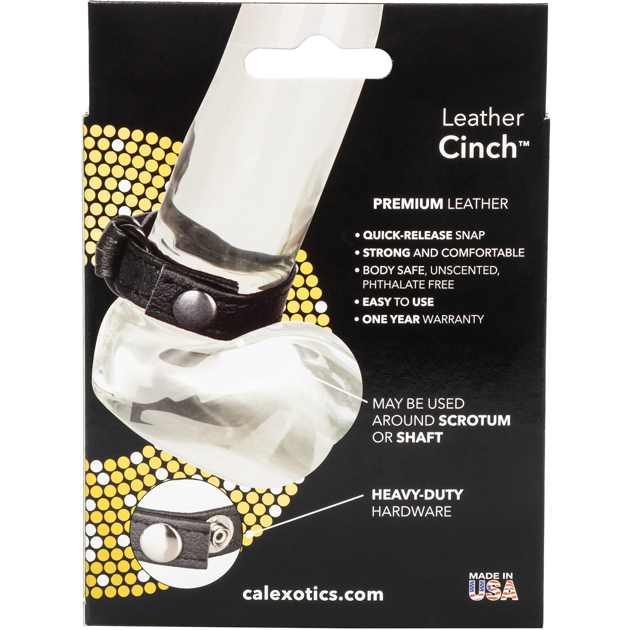 Leather Cinch Adjustable Cockring With Snap Release Black(D0102H7XRLV.)