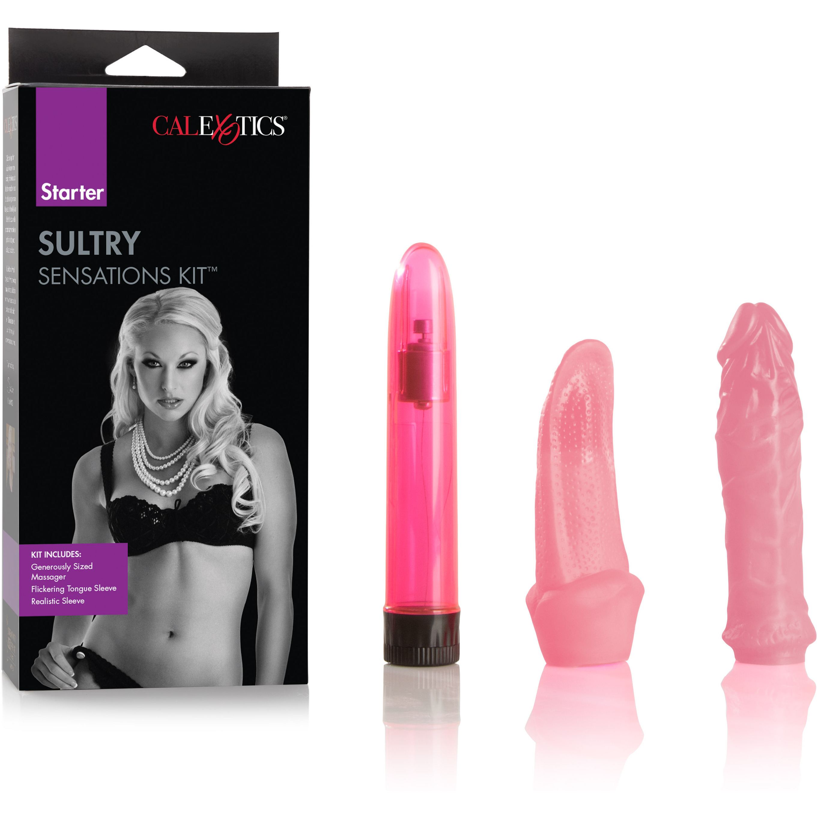 Sultry Sensations Kit Vibrator With 2 Sleeves Pink(D0102H7H60U.)
