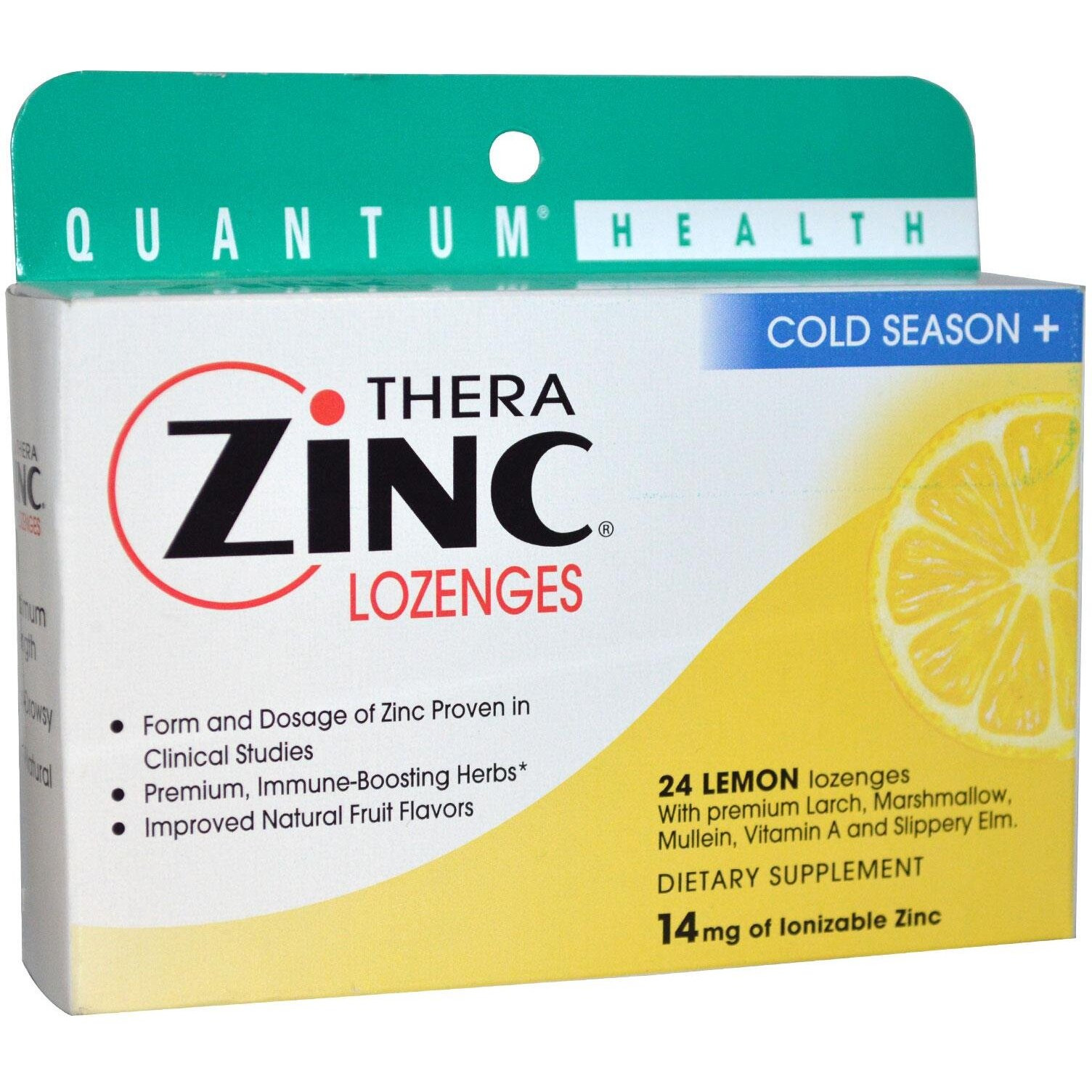 Quantum Therazinc cold Season Plus Lozenges Lemon - 14 Mg - 24 Lozenges(D0102H5KPLP)