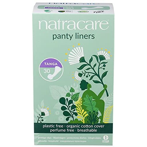 Natracare Natural Organic Thong Style Panty Liners, Made with Certified Organic Cotton, Ecologically Certified Cellulose Pulp and Plant Starch (1 Pack, 30 Liners Total)