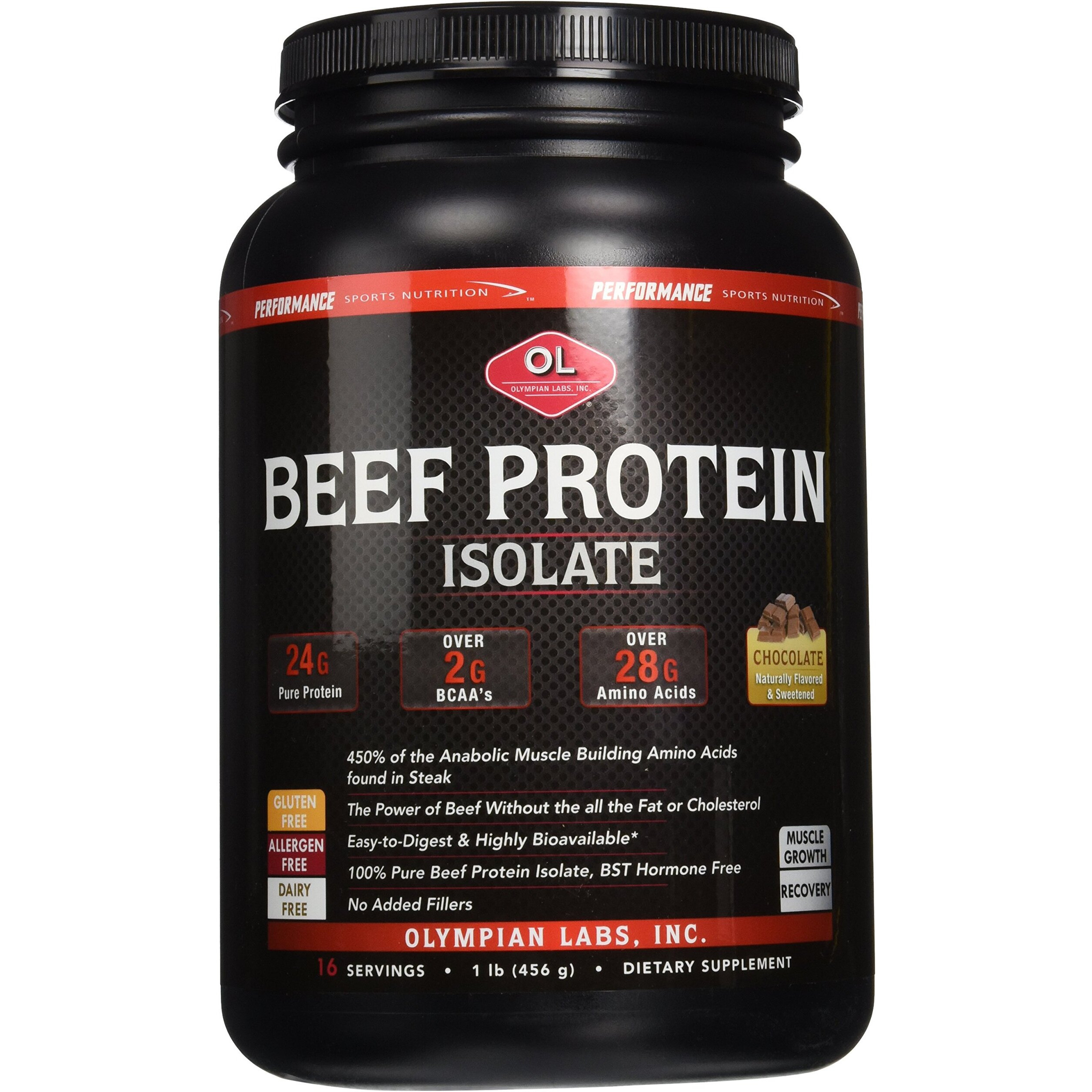 Olympian Labs Beef Protein Isolate lb, 1 Pound, Chocolate, 16 Ounce (03273)