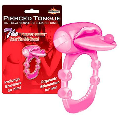 Pierced Tongue Vibrating Silicone Cock Ring Waterproof Magenta(D0102H7HFHA.)