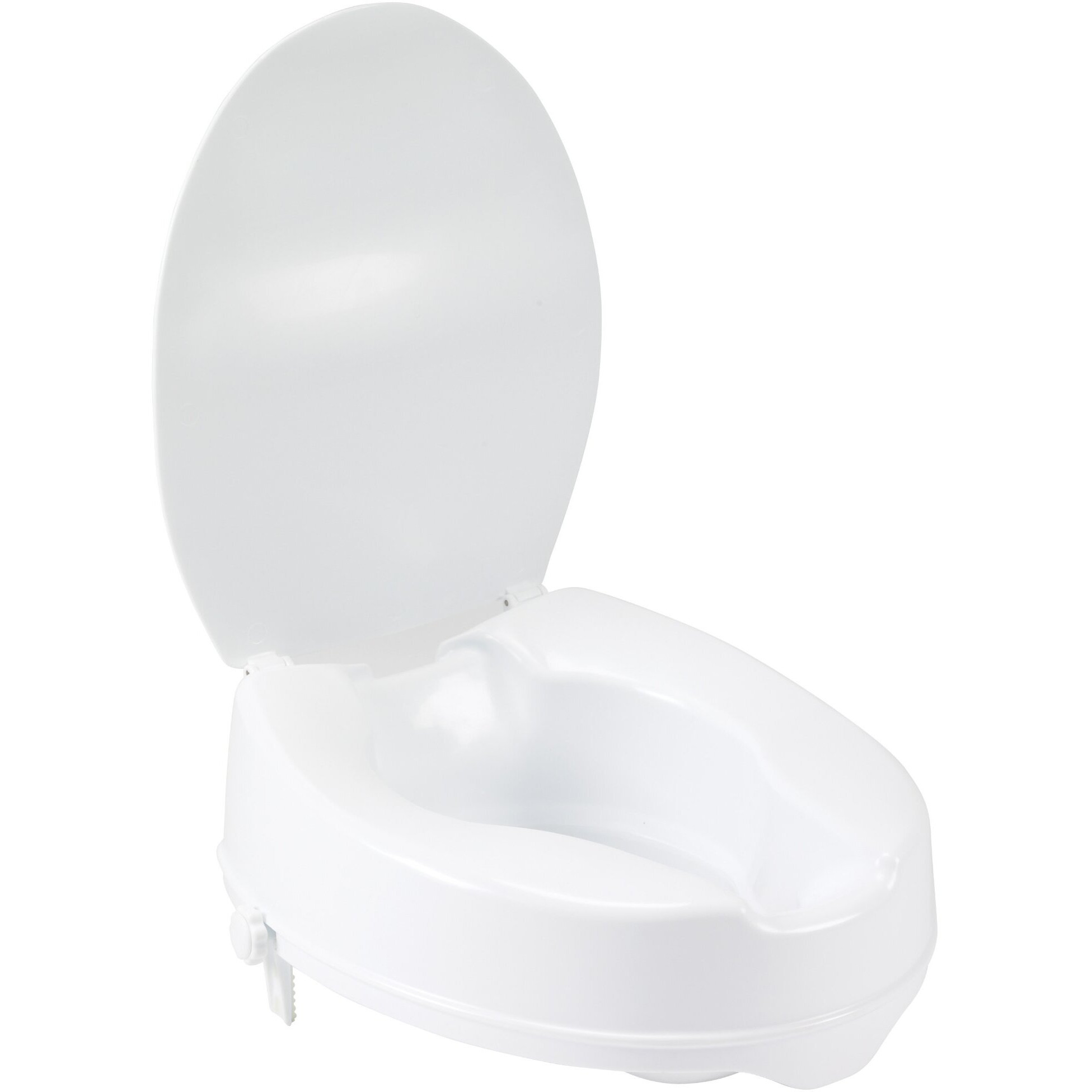 Drive Medical Raised Toilet Seat with Lock and Lid , White, 4"