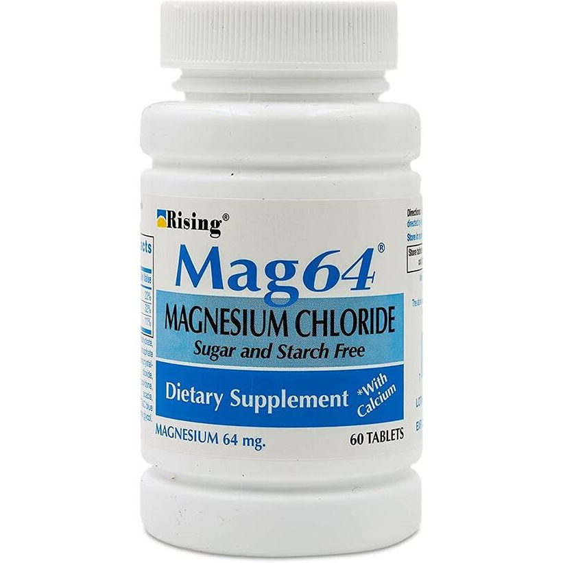 Rising Pharma - Mag64 Magnesium Chloride with Calcium Tablets - 60 Counts