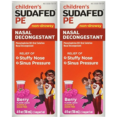 Children's Sudafed Pe Non-drowsy Raspberry Flavor Liquid, 4-Ounce (Pack of 2)