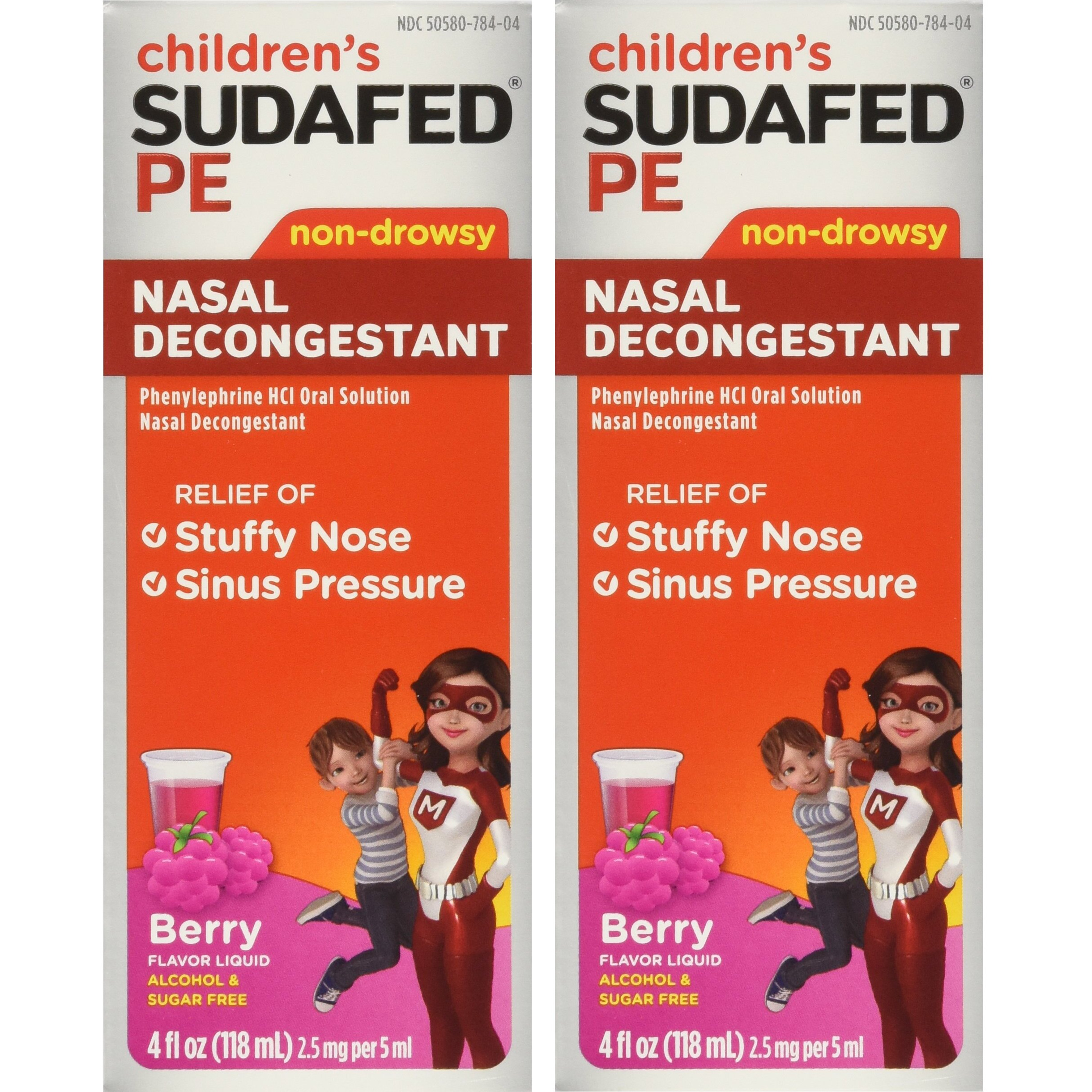 Children's Sudafed Pe Non-drowsy Raspberry Flavor Liquid, 4-Ounce (Pack of 2)