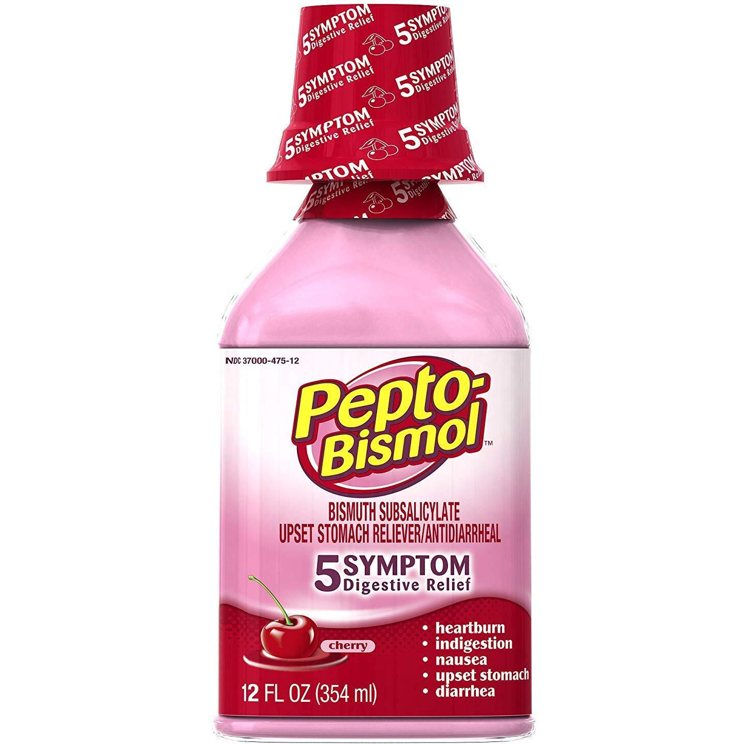 Pepto-Bismol Upset Stomach Reliever 5 Symptom Cherry Size 12 OZ