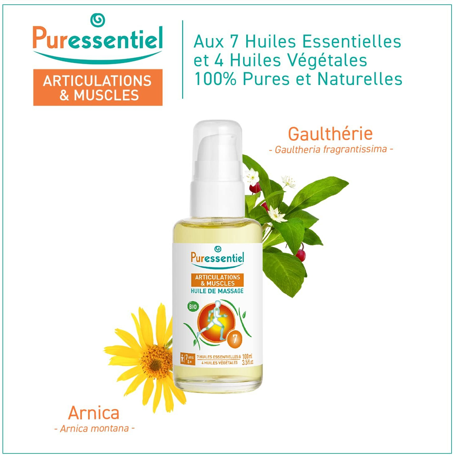 Muscle Relaxing Organic Massage Oil - Arnica and Wintergreen by Puressentiel for Unisex - 3.5 oz Oil